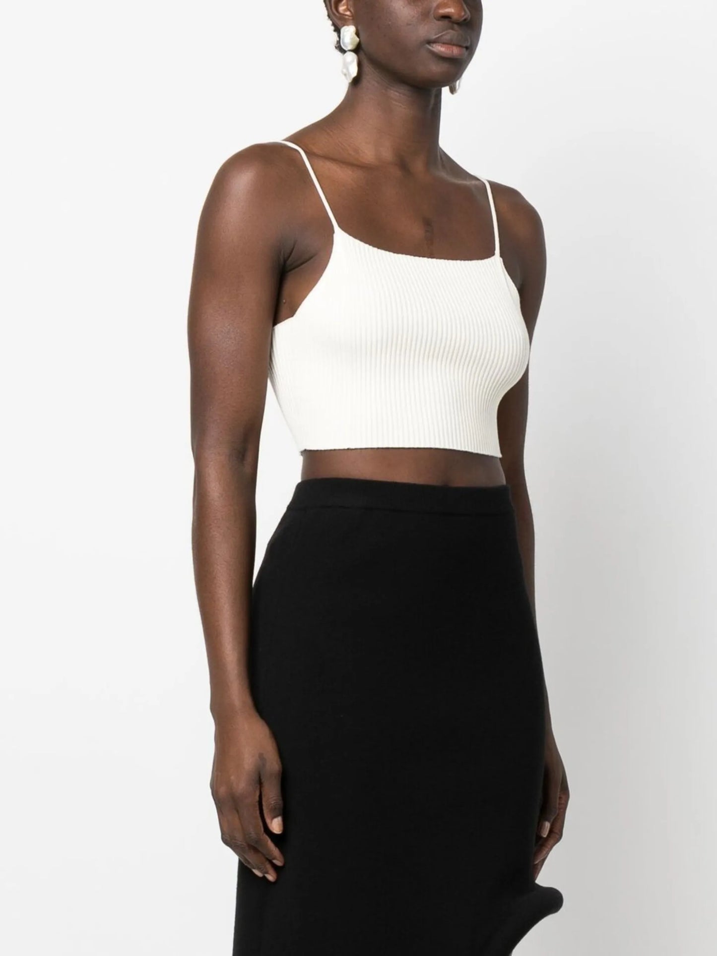 Breton ribbed-knit crop top