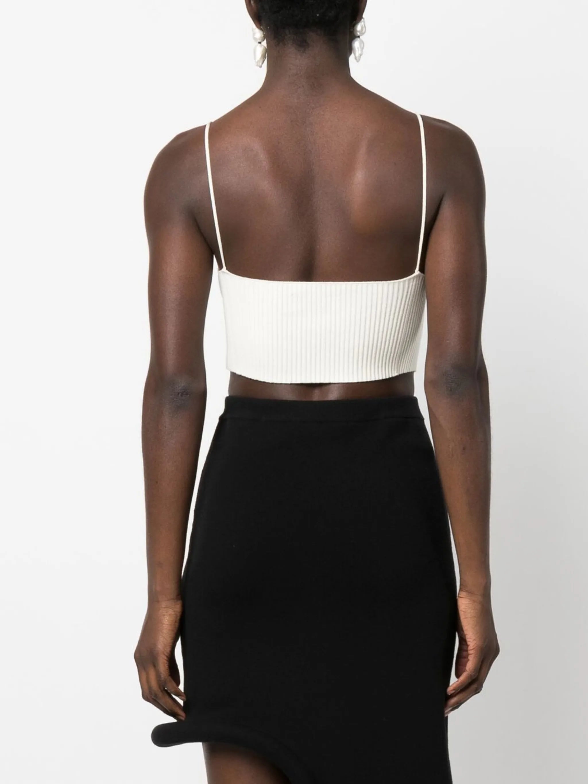 Breton ribbed-knit crop top