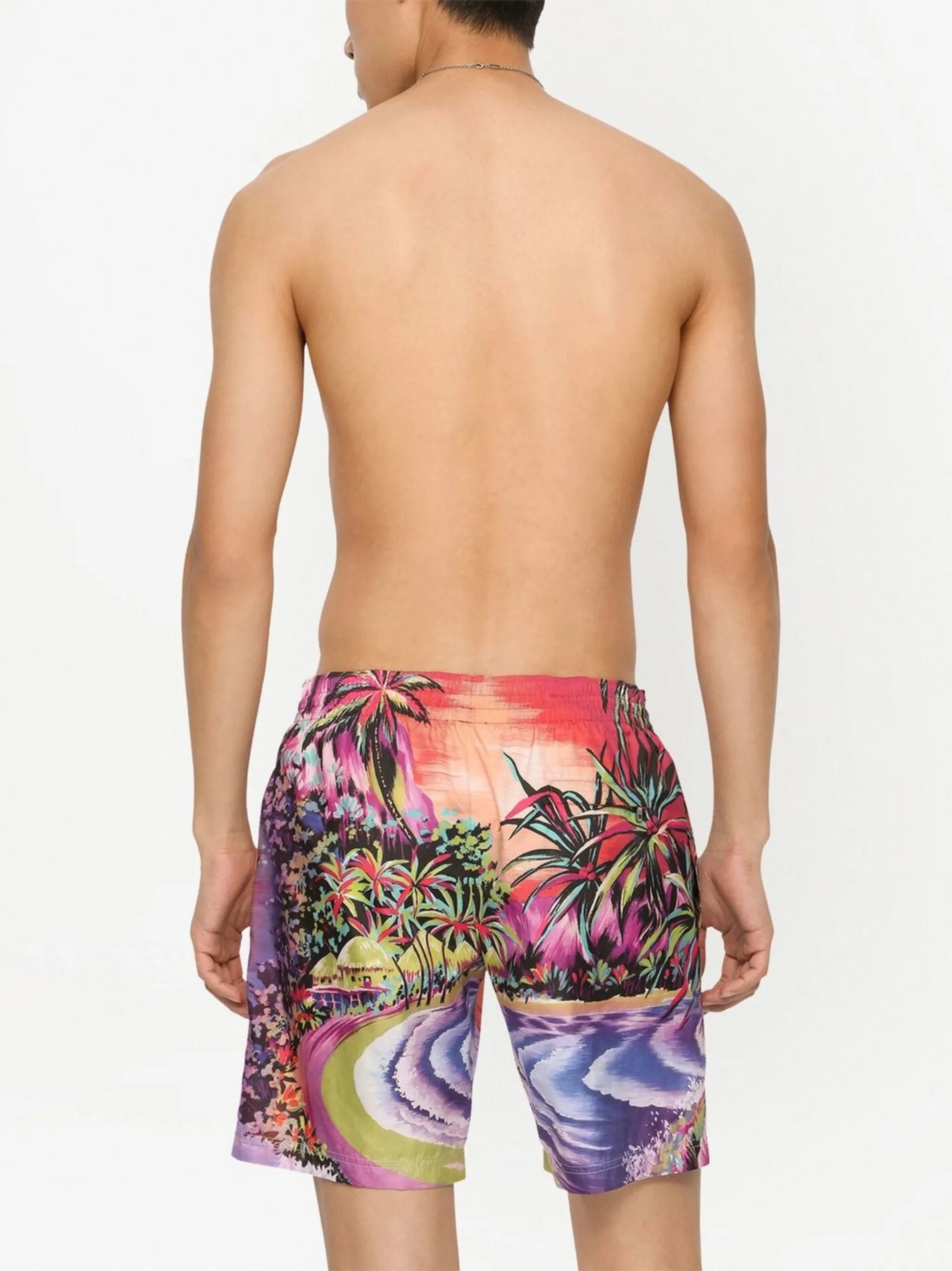 beach-print swim shorts