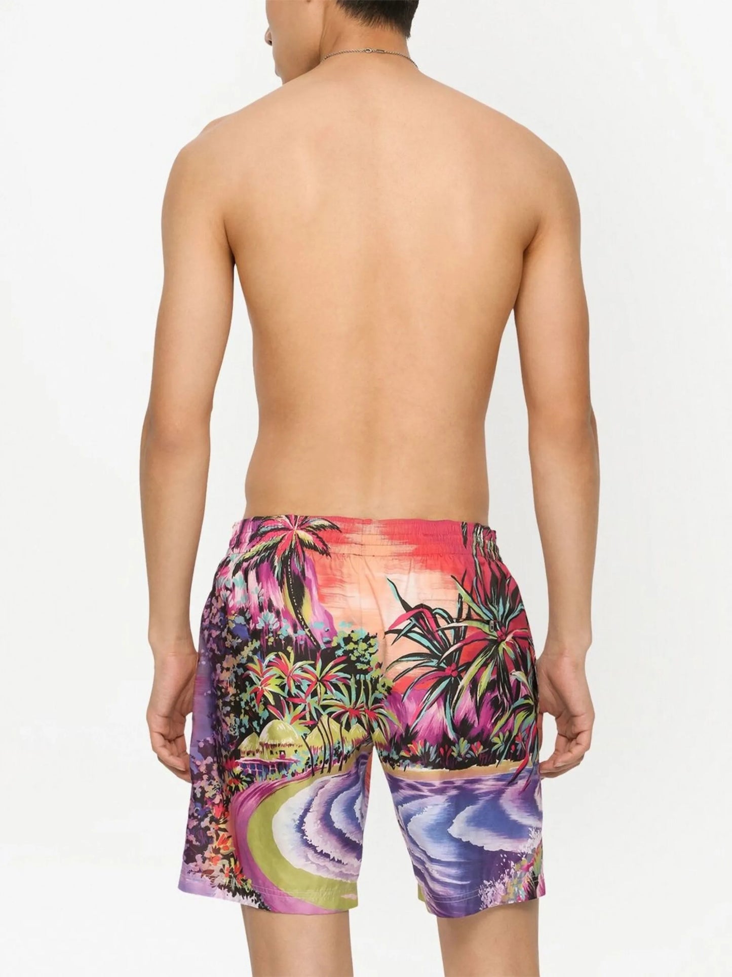 beach-print swim shorts