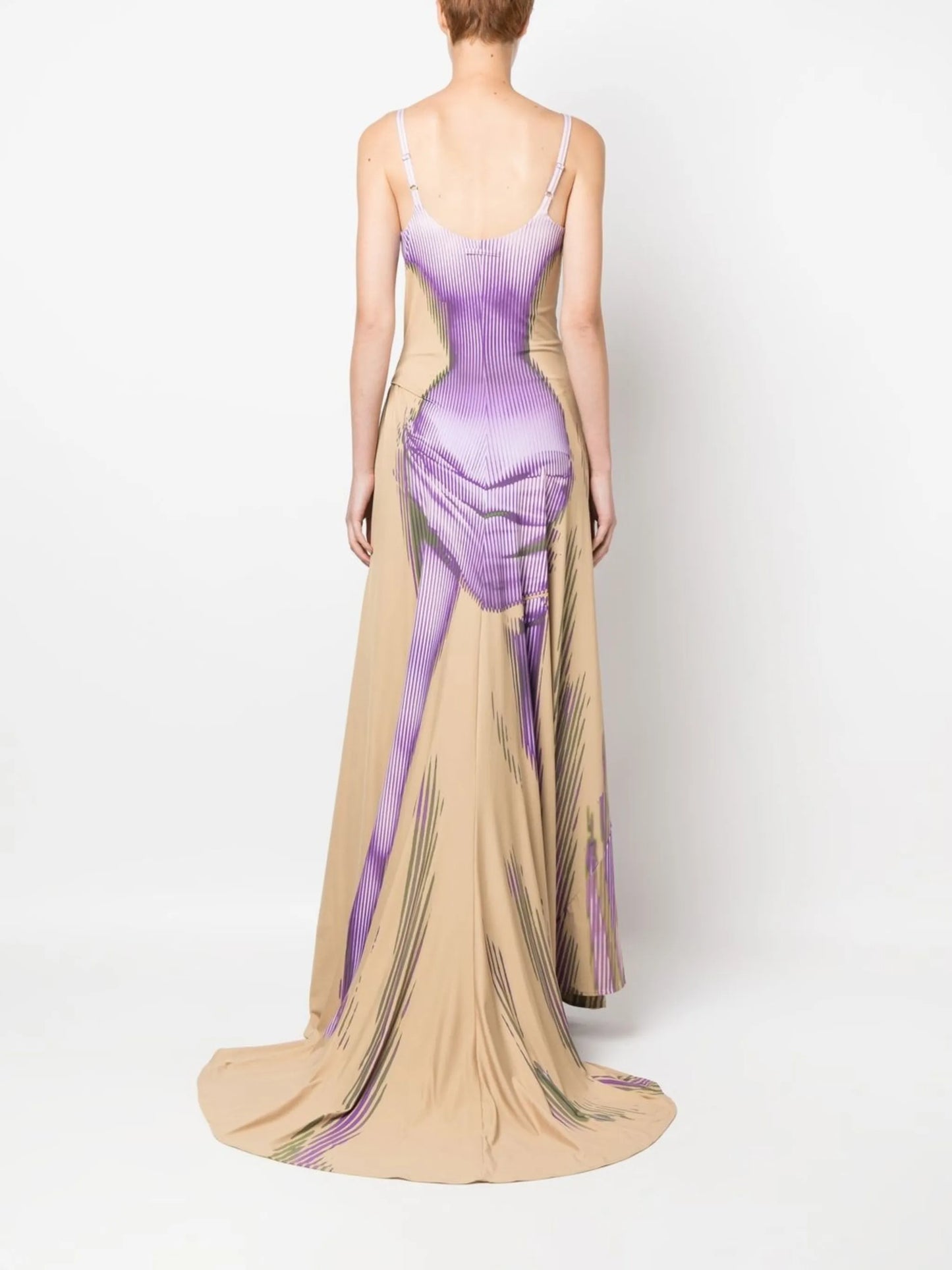 graphic-print maxi gown