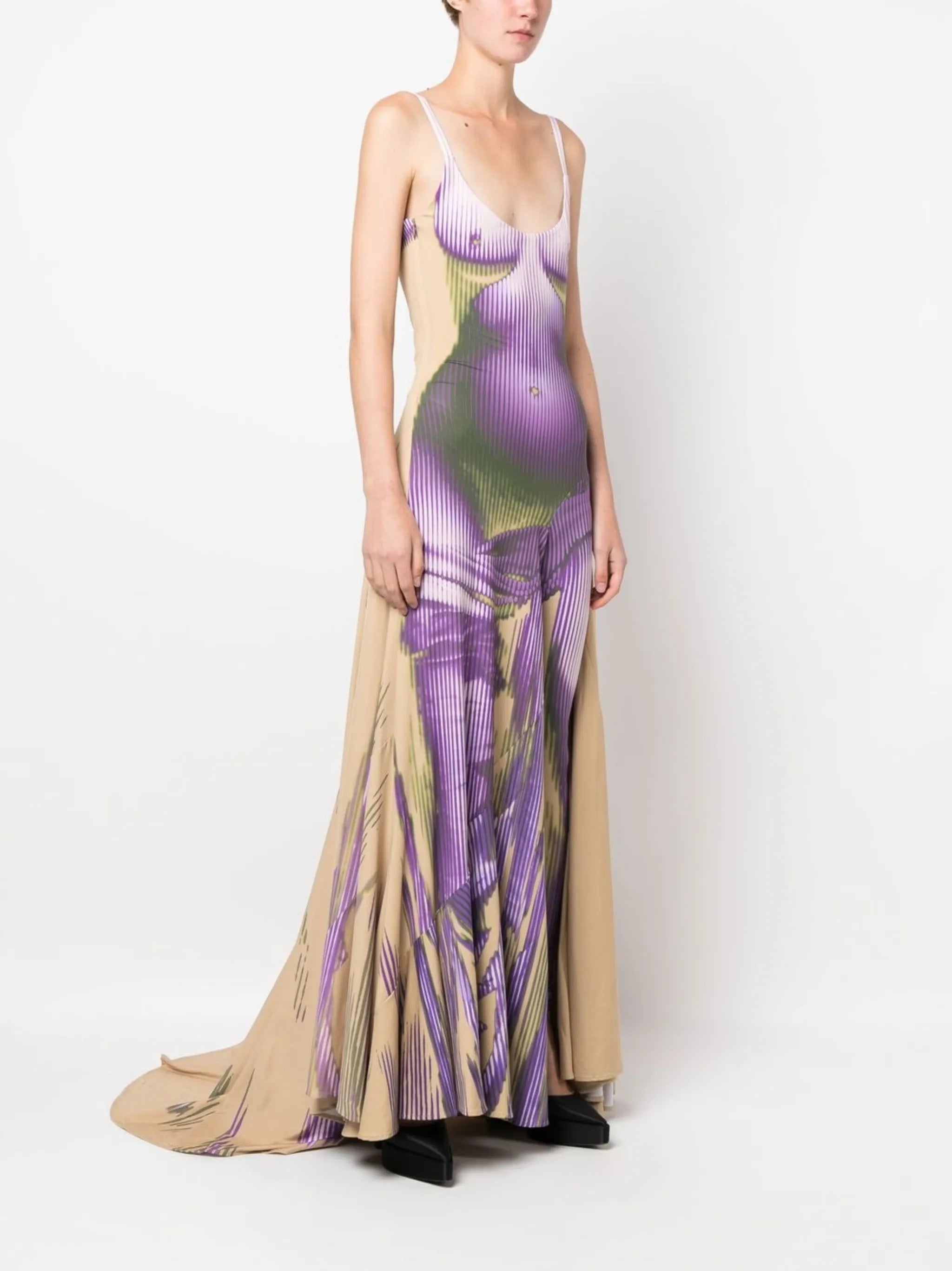 graphic-print maxi gown