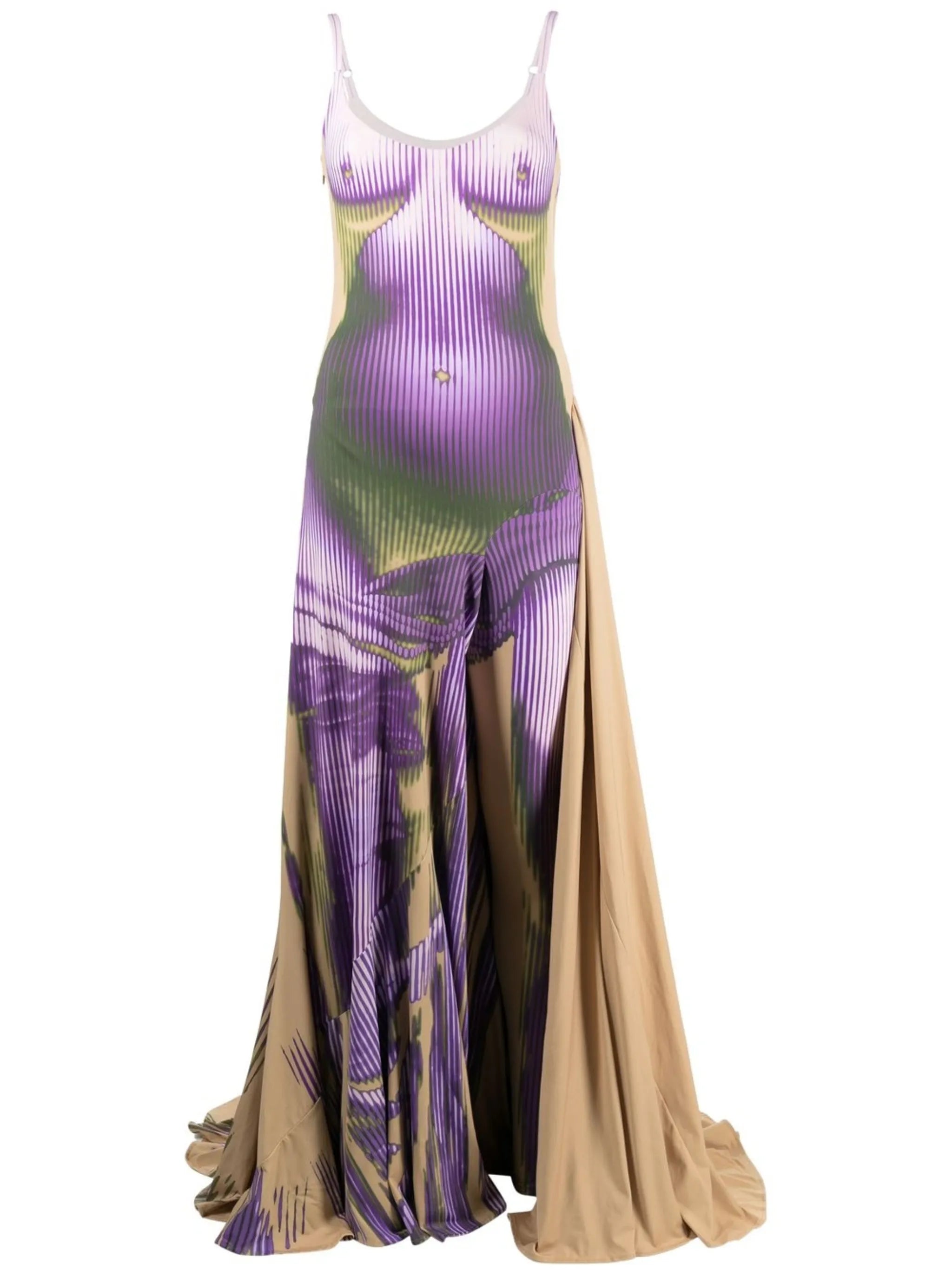 graphic-print maxi gown