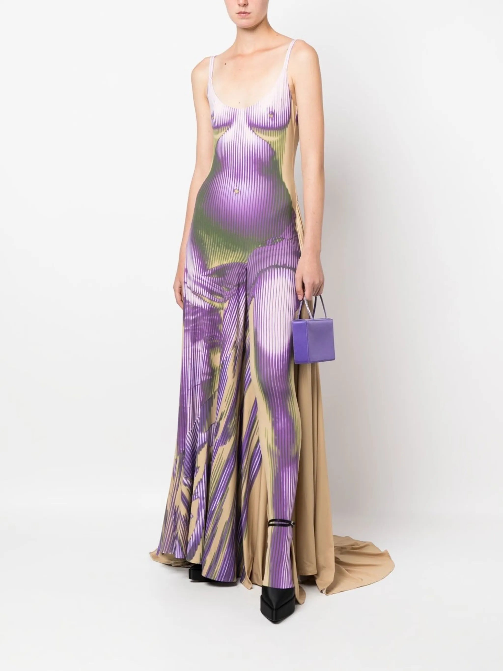 graphic-print maxi gown
