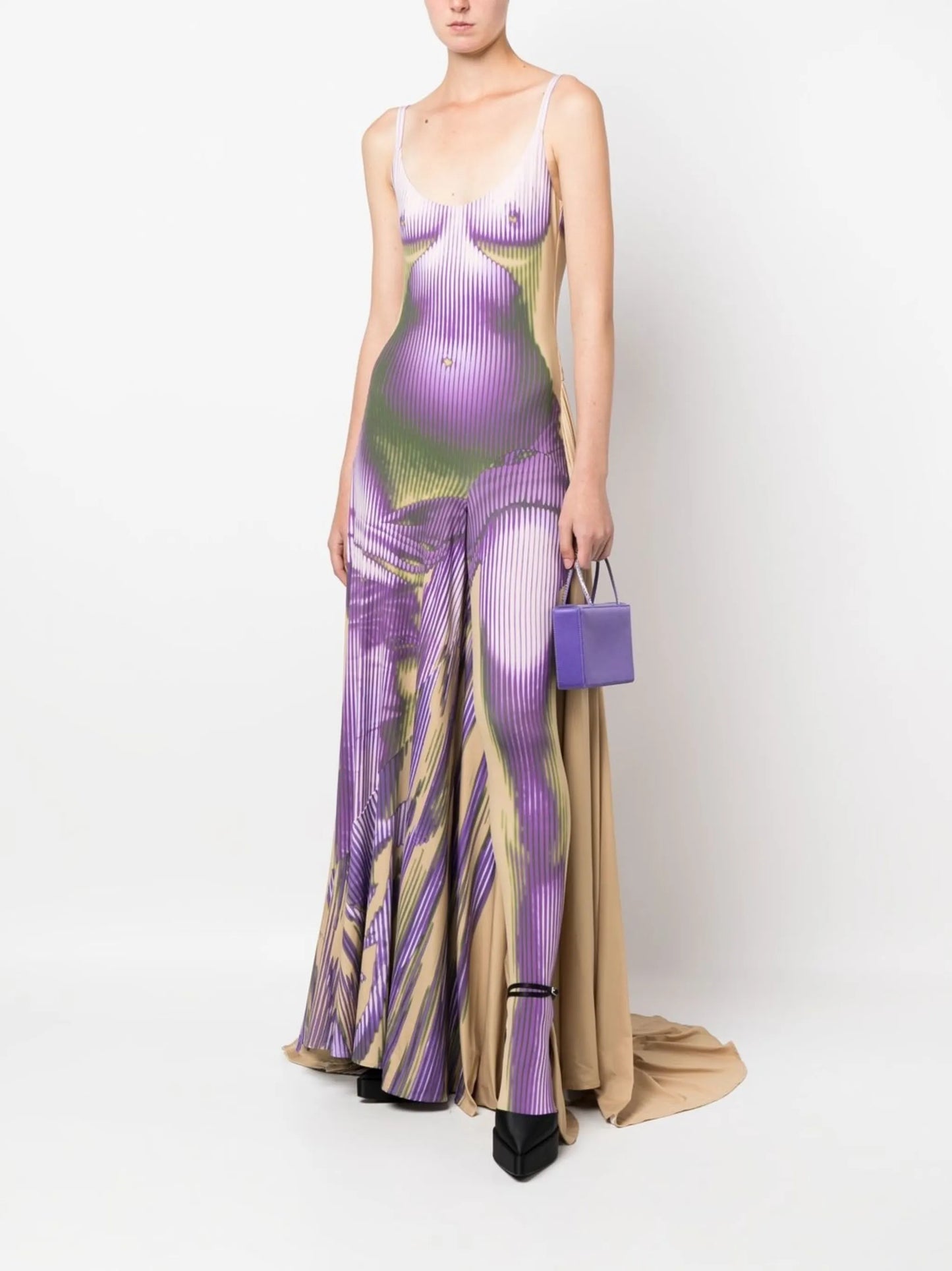 graphic-print maxi gown