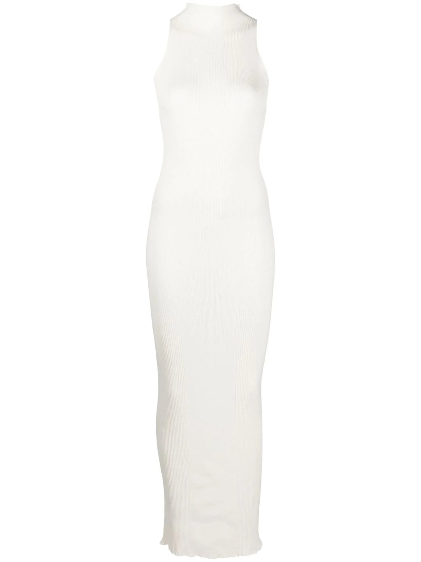 high-neck knit maxi dress