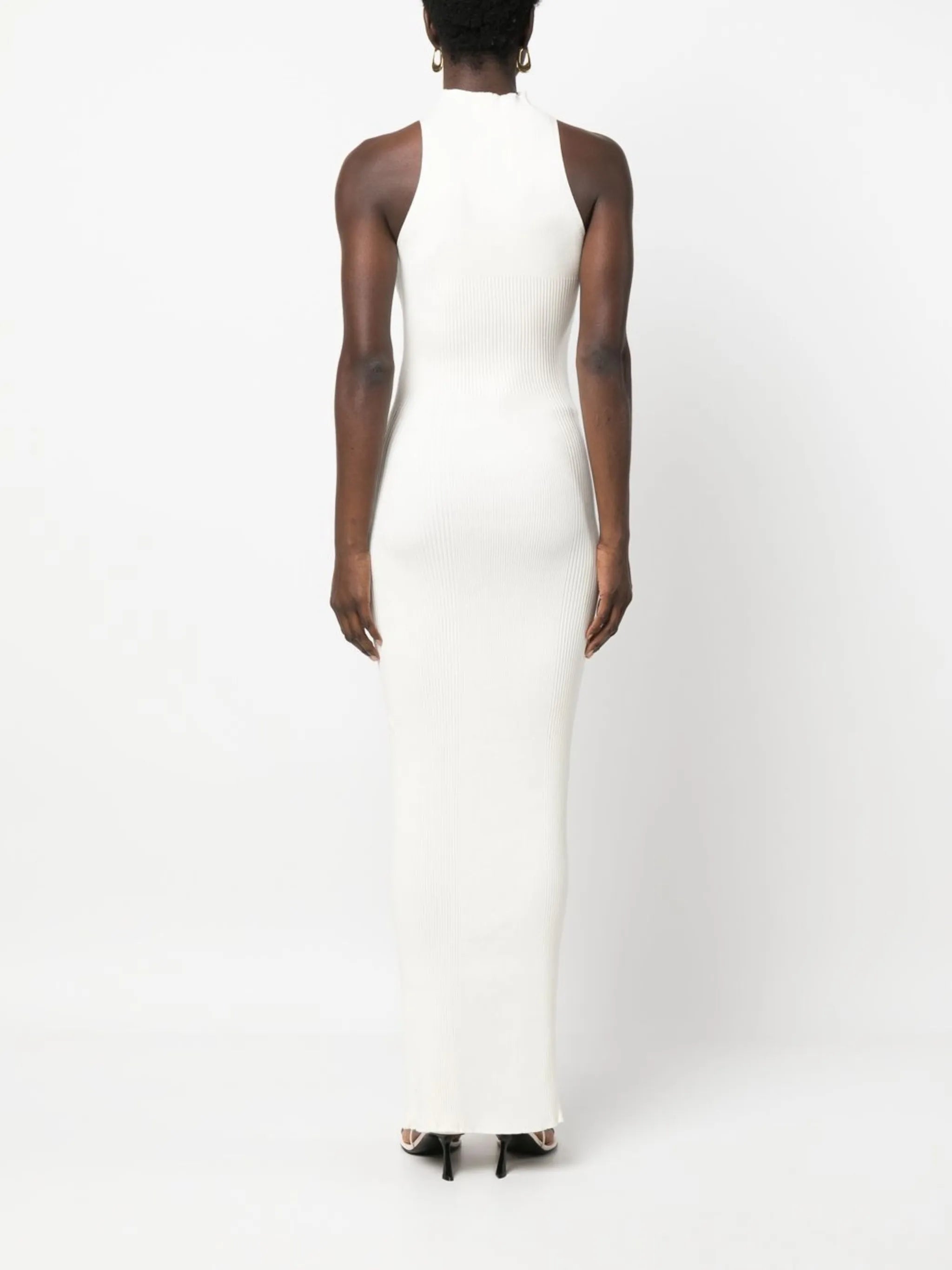 high-neck knit maxi dress