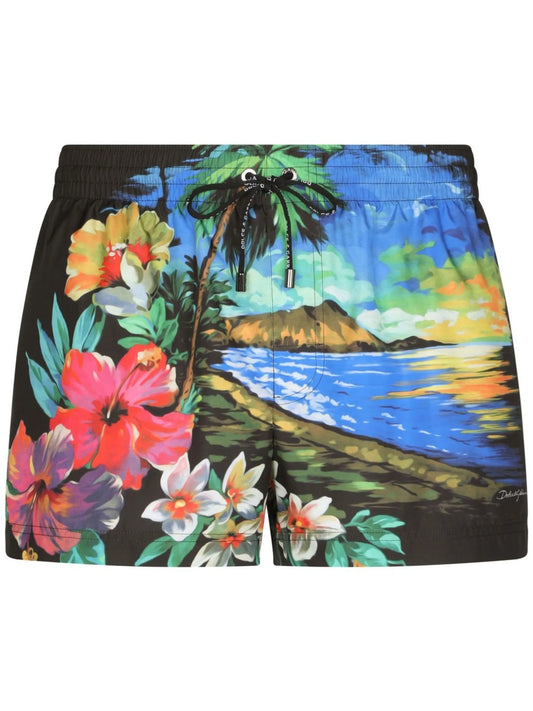 all-over graphic-print swim shorts