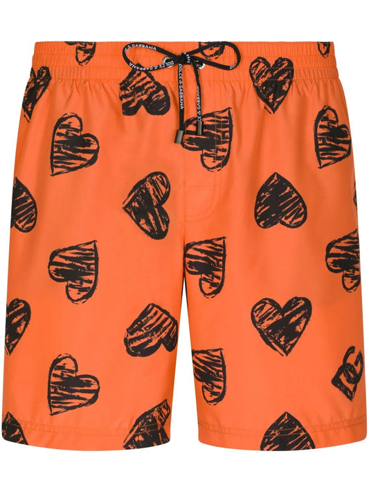 heart-print swim shorts