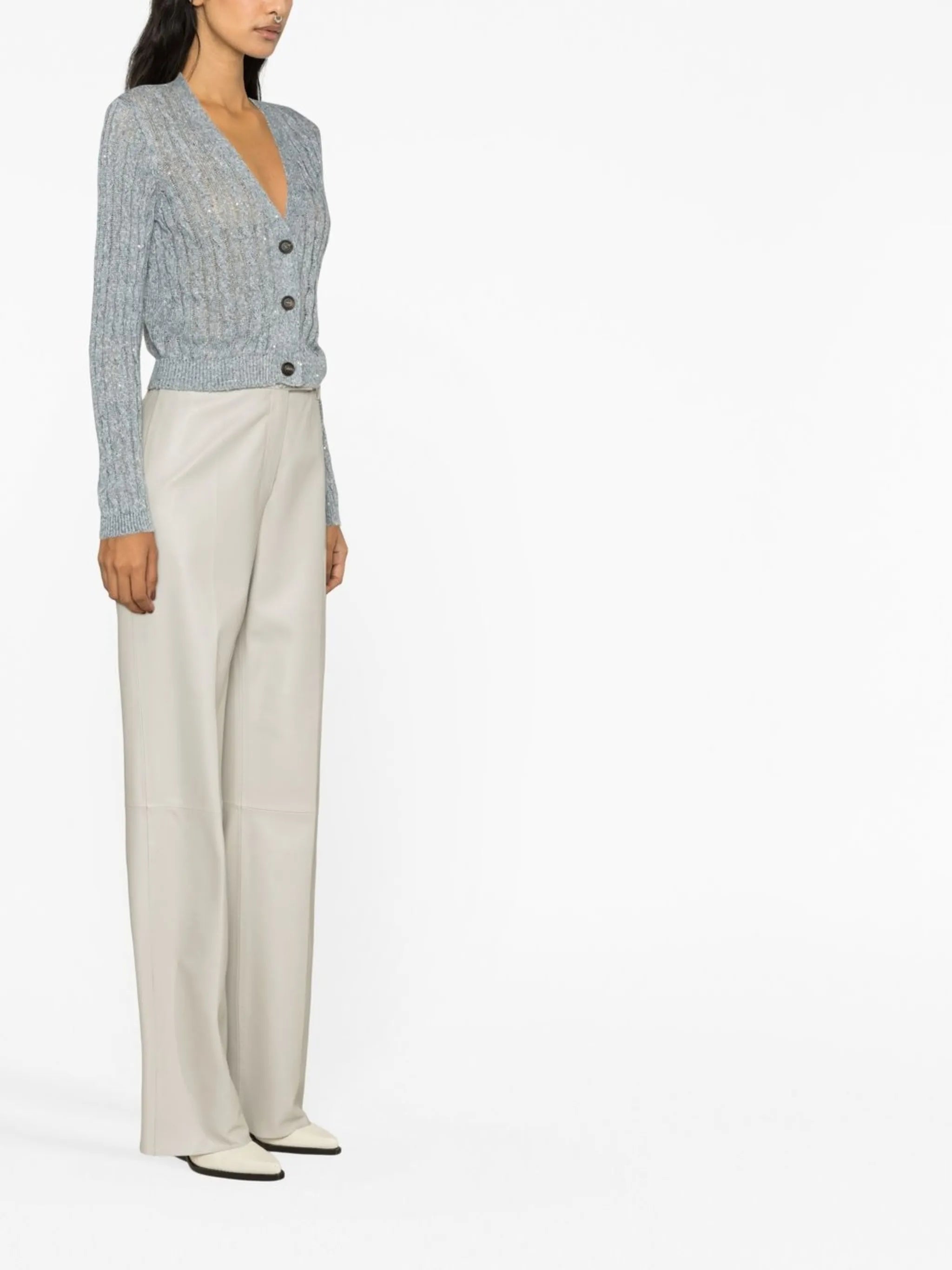 V-neck linen cardigan
