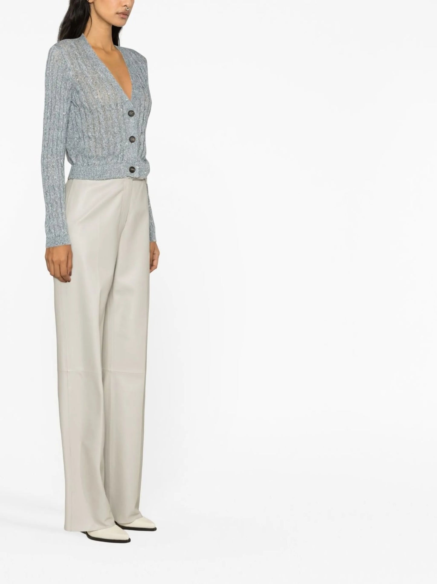 V-neck linen cardigan