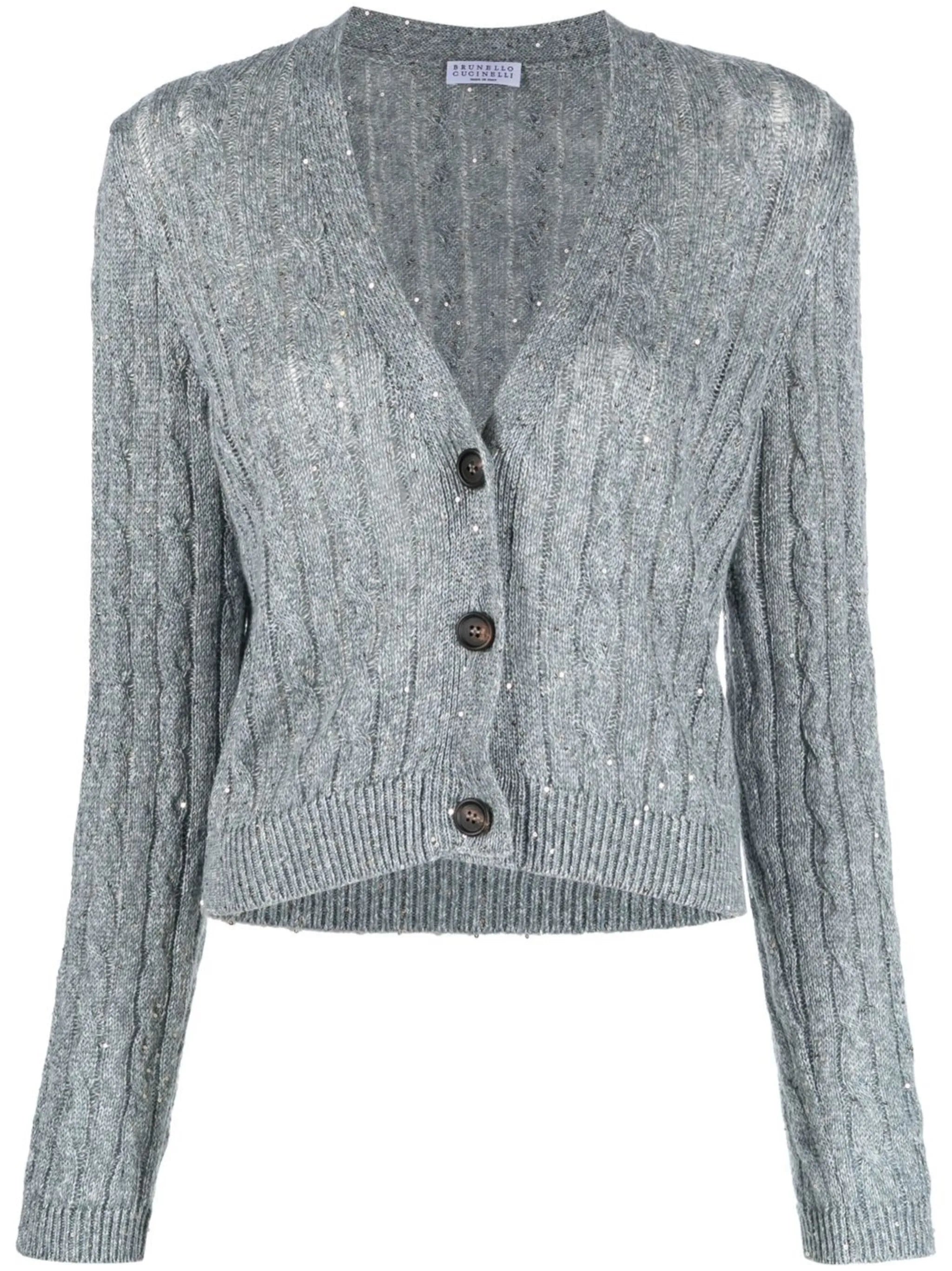 V-neck linen cardigan