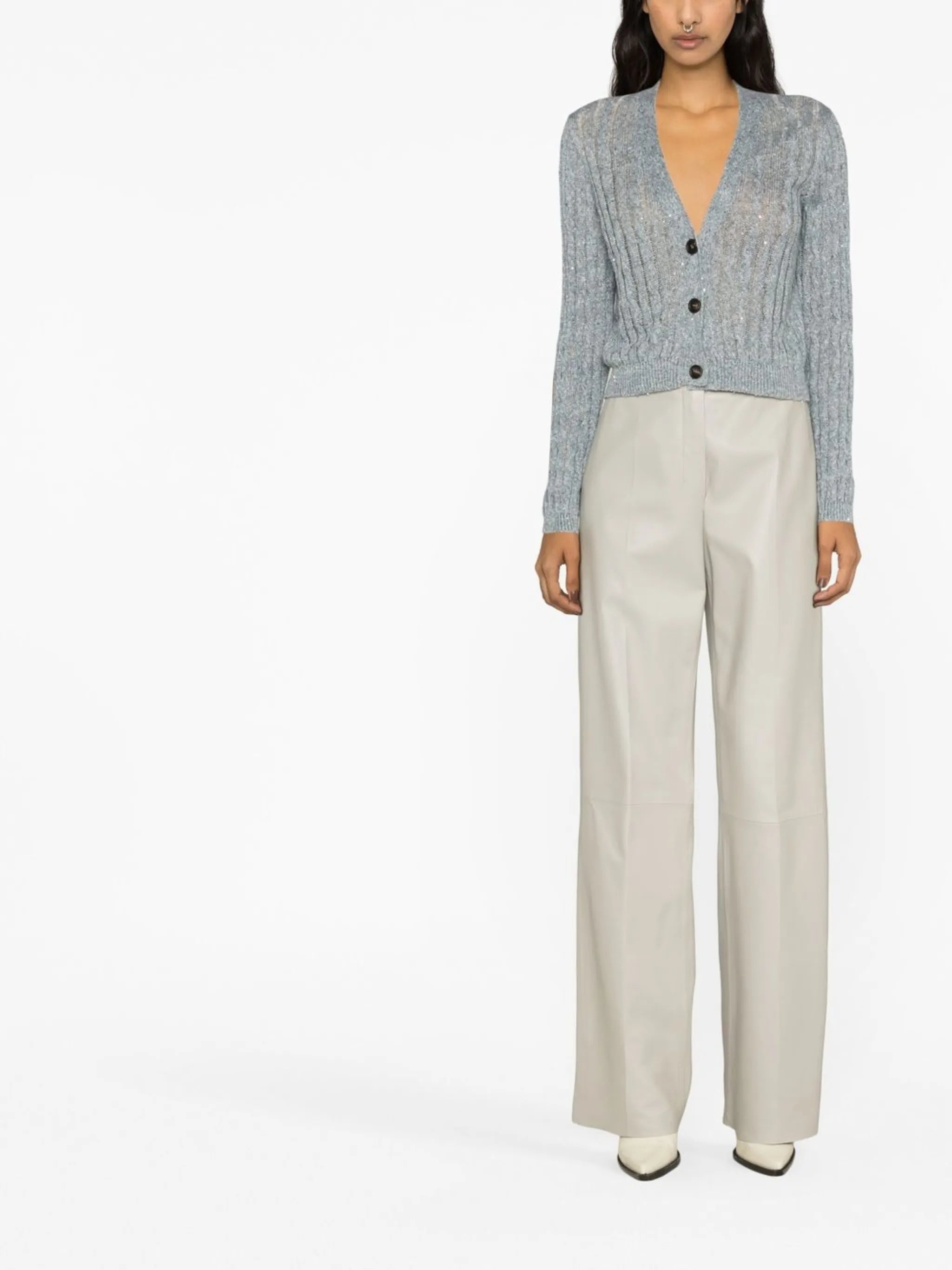 V-neck linen cardigan
