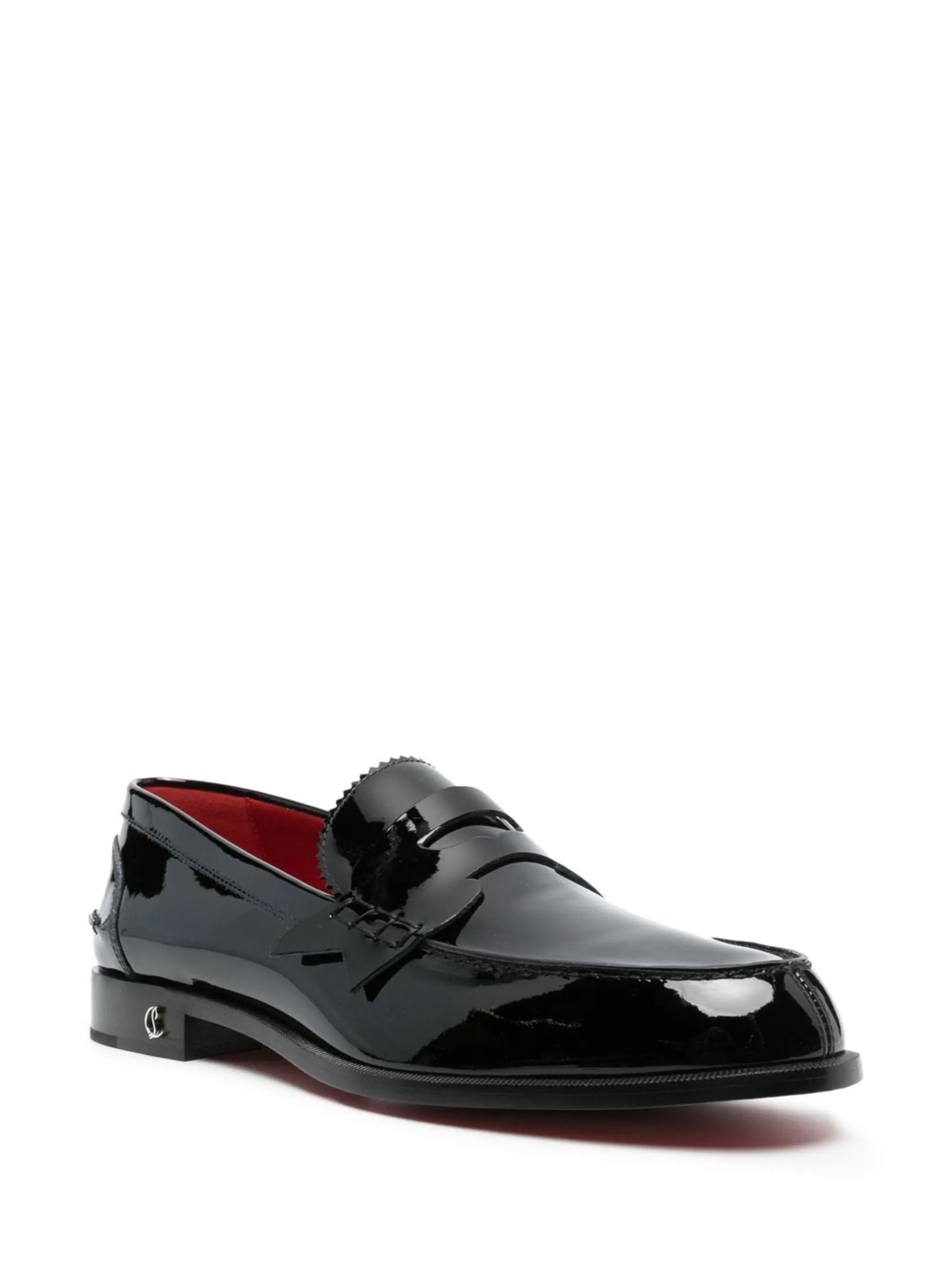 high-shine finish loafers