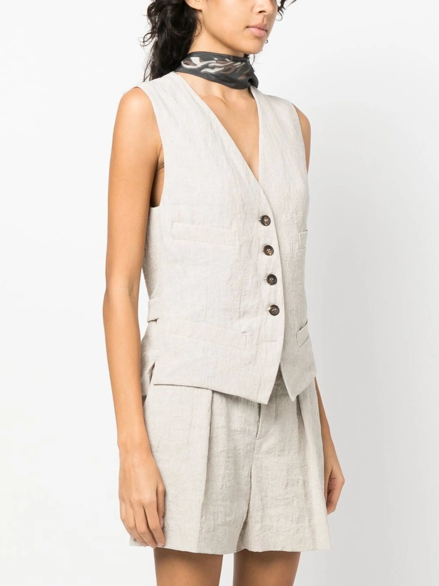 V-neck button-up waistcoat
