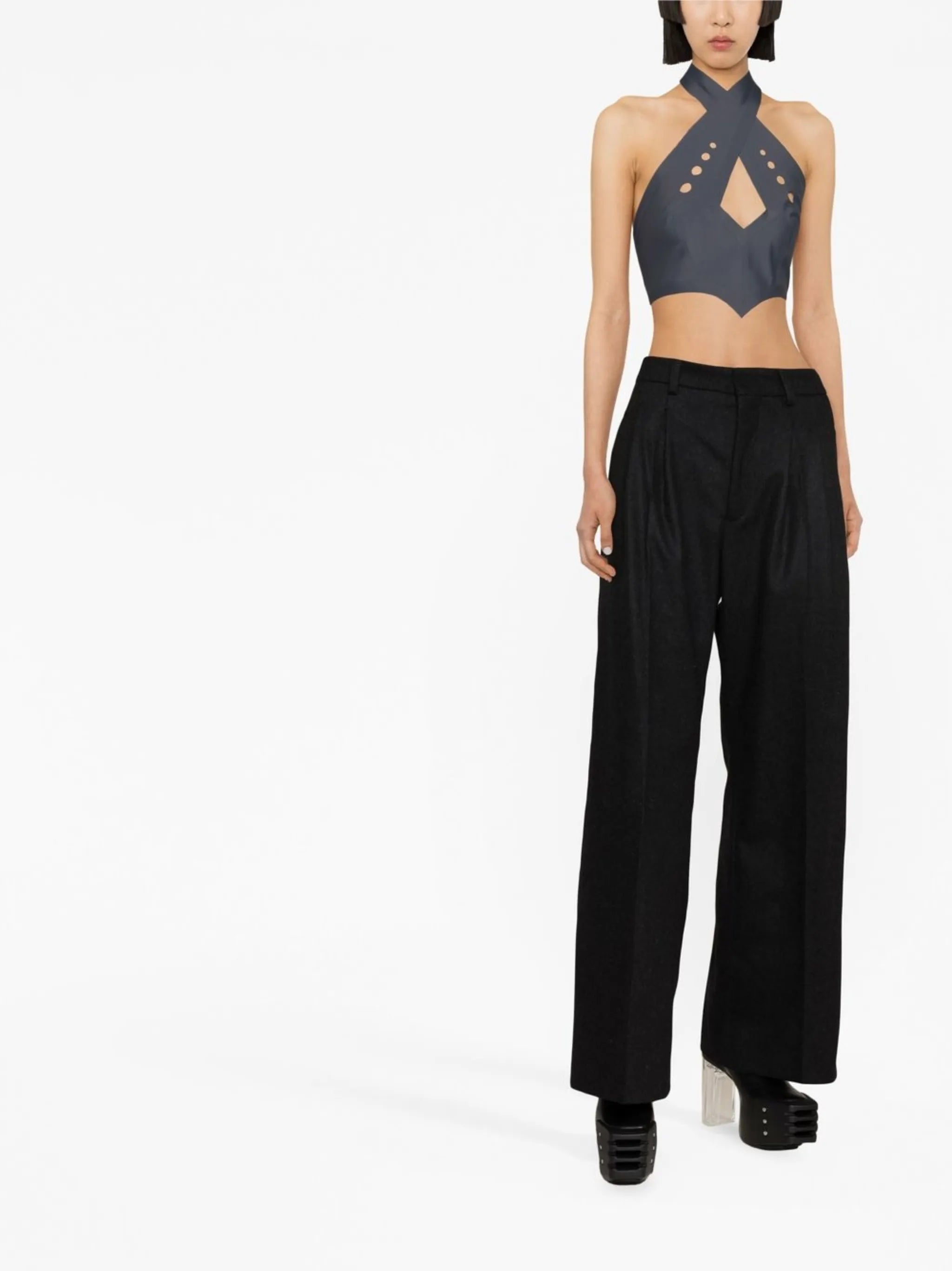 wide-leg tailored trousers