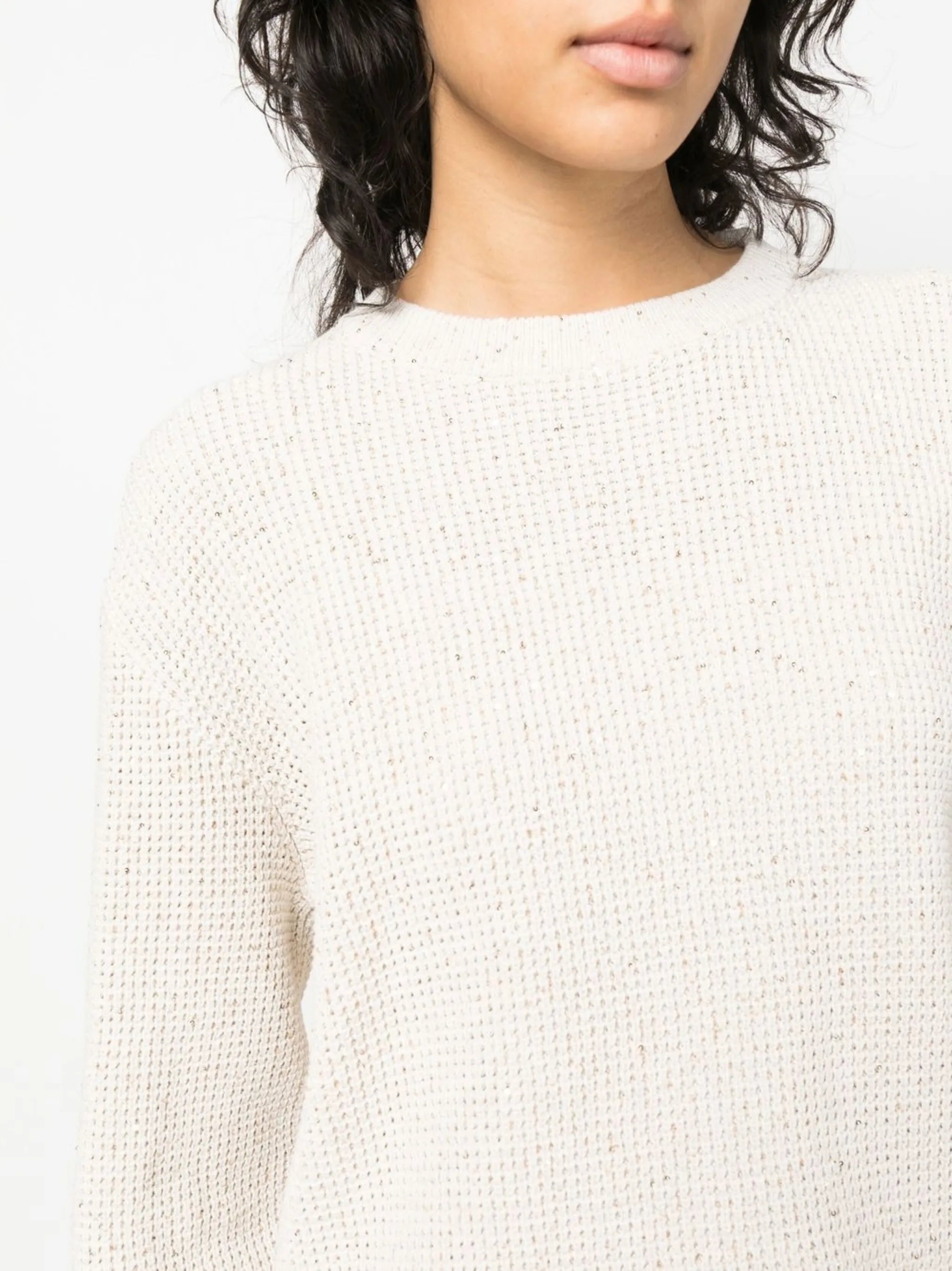 chunky-knit crew-neck jumper