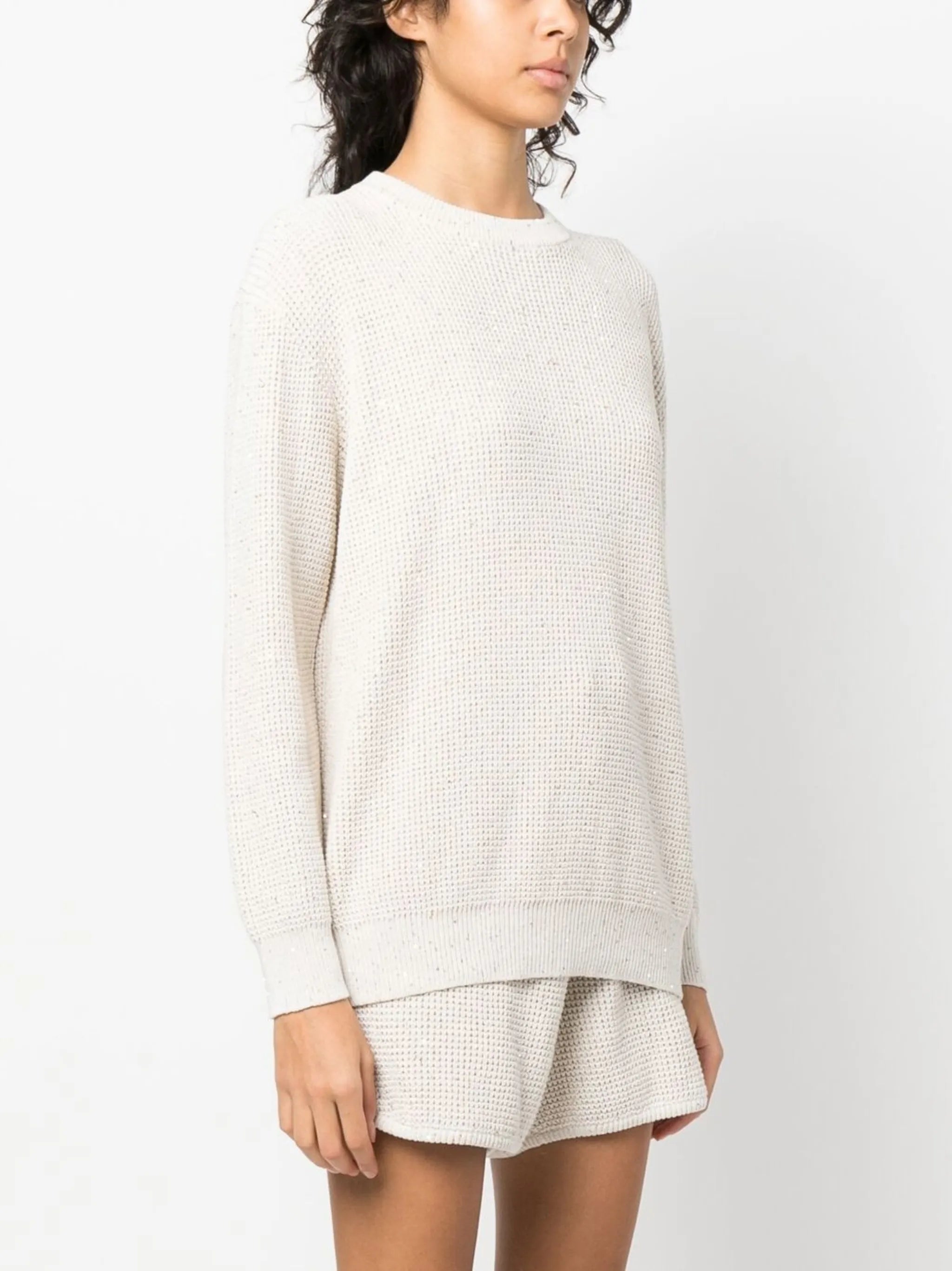 chunky-knit crew-neck jumper