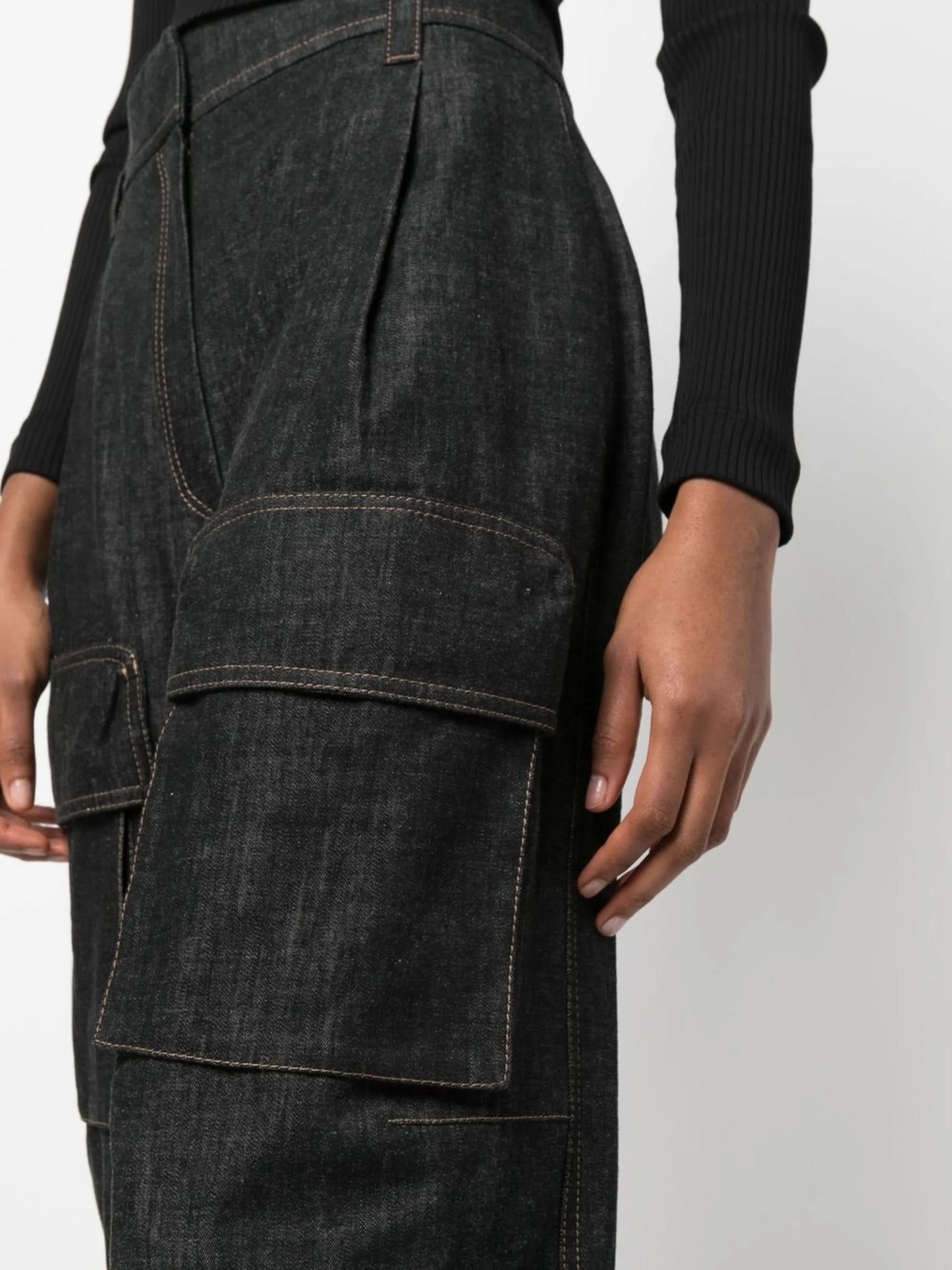 high-waisted cargo jeans
