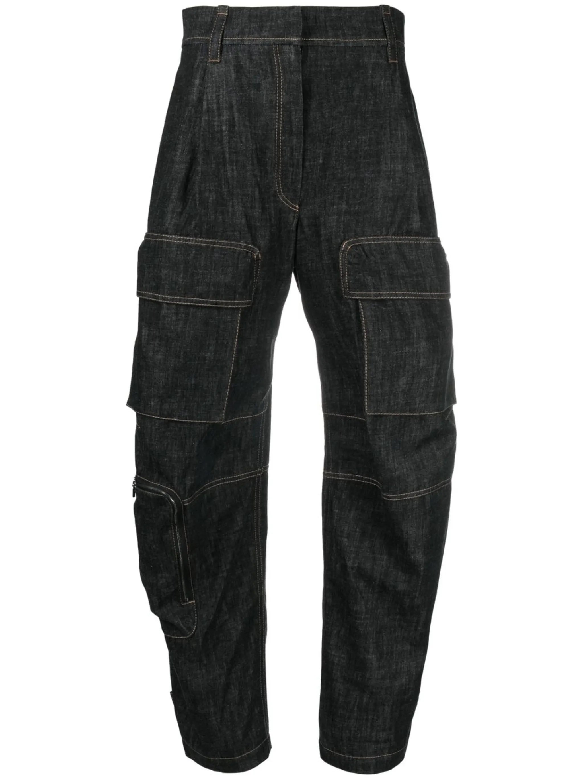 high-waisted cargo jeans