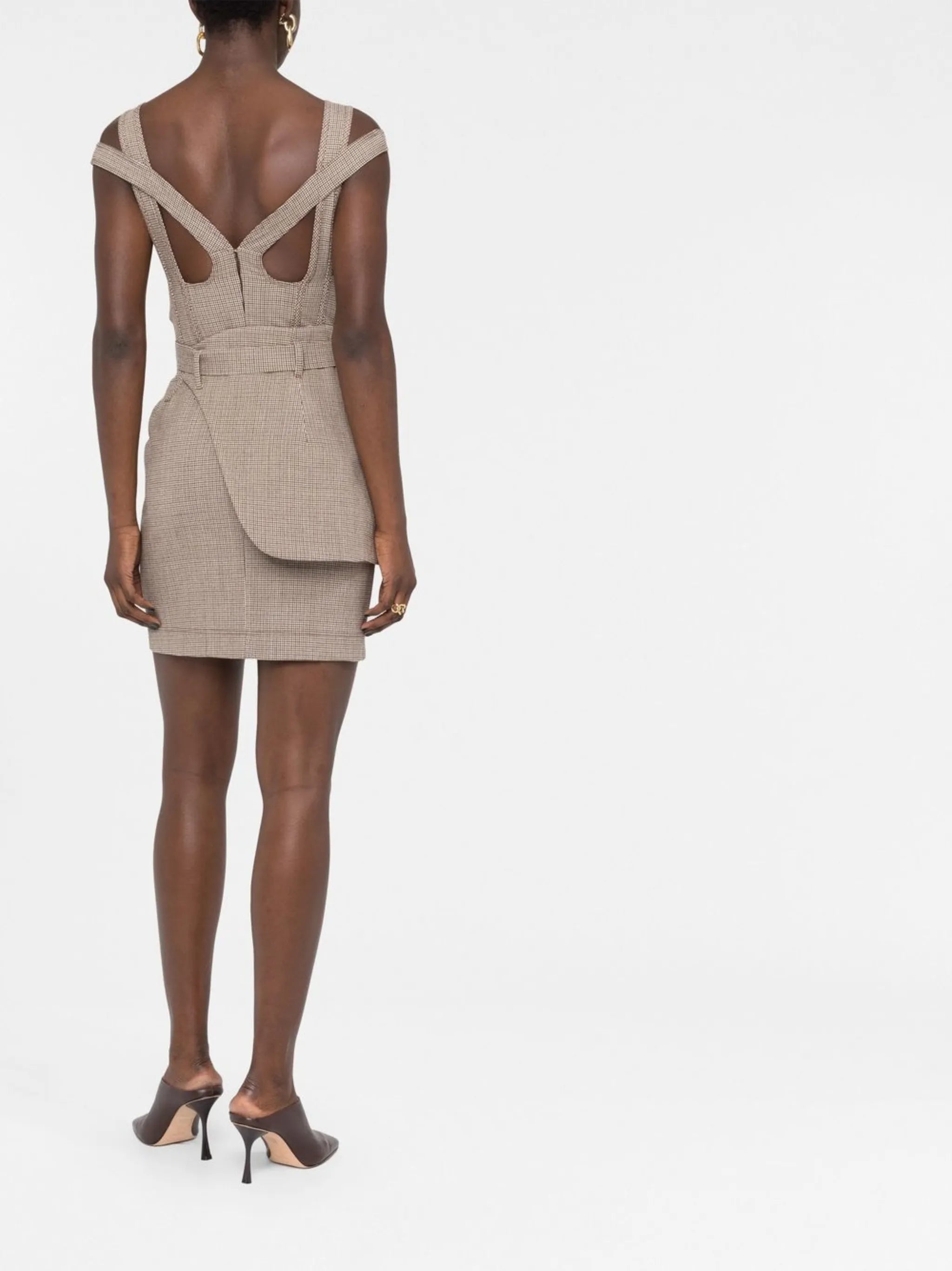 logo-detail check-pattern mini dress