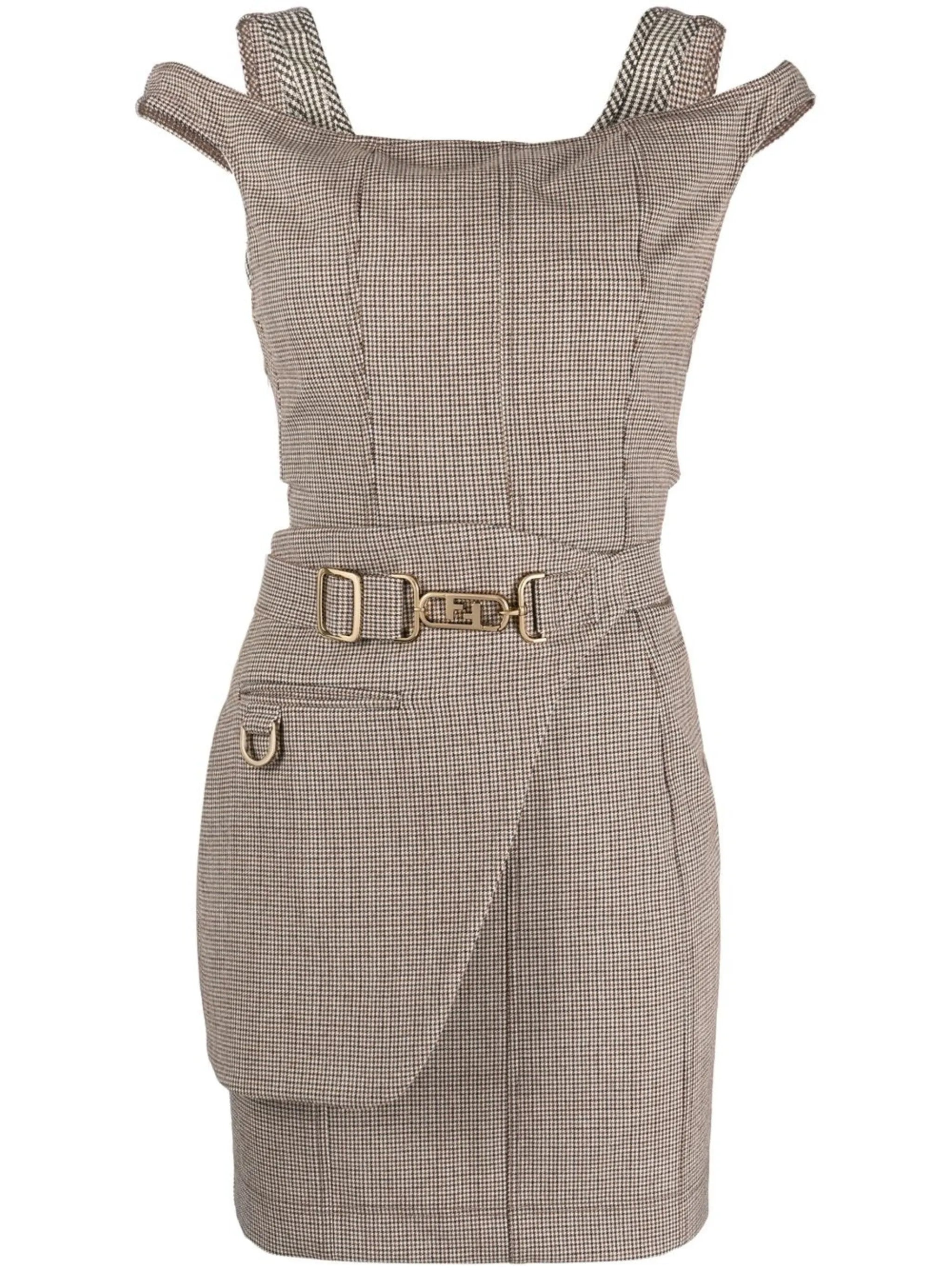 logo-detail check-pattern mini dress