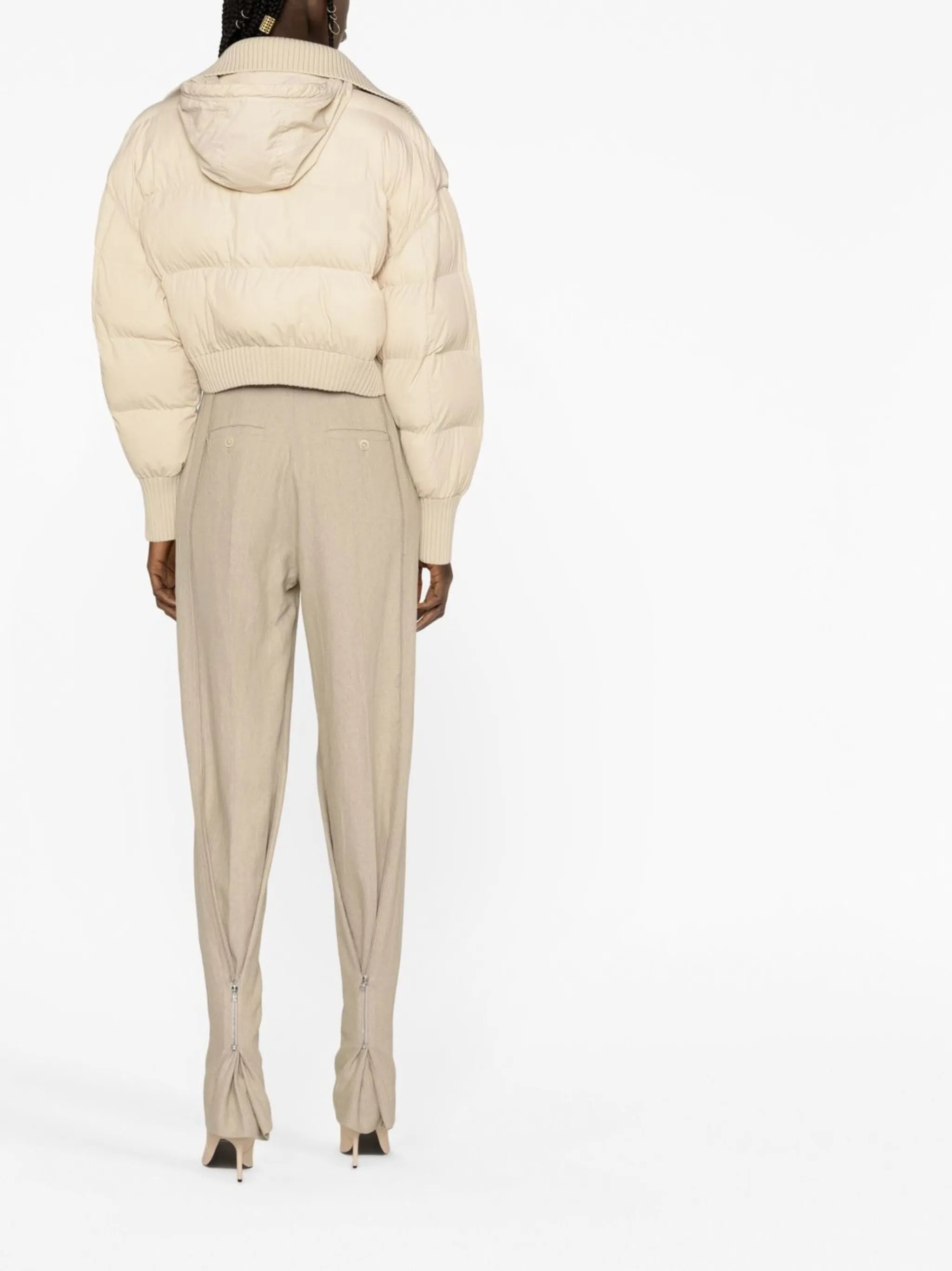 ribbed-knit puffer jacket