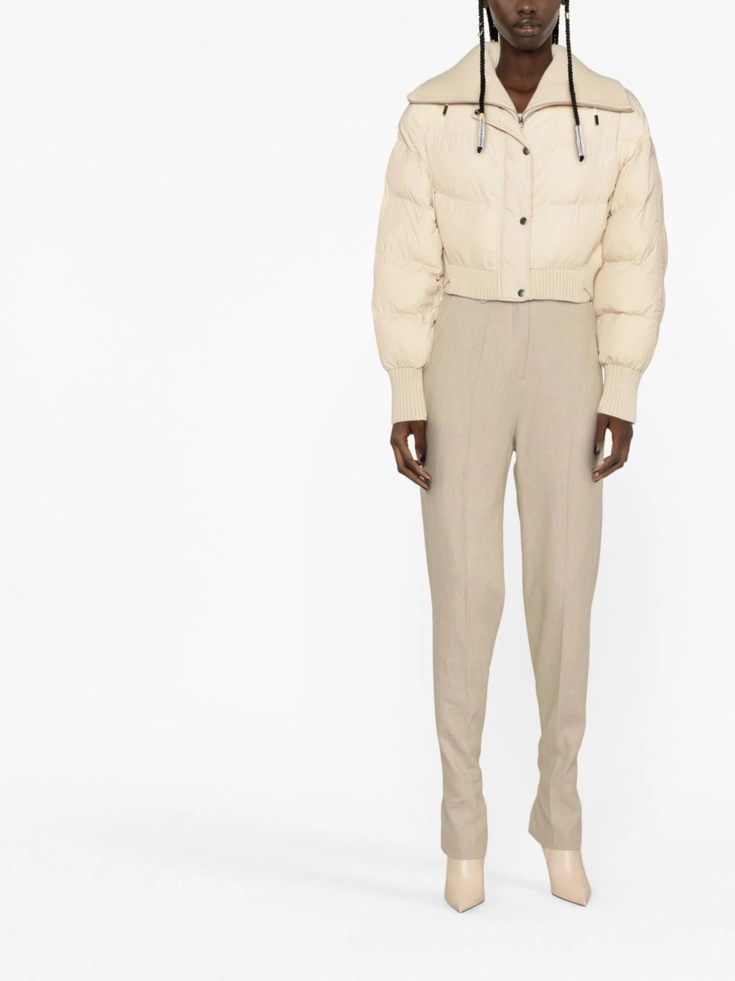 ribbed-knit puffer jacket