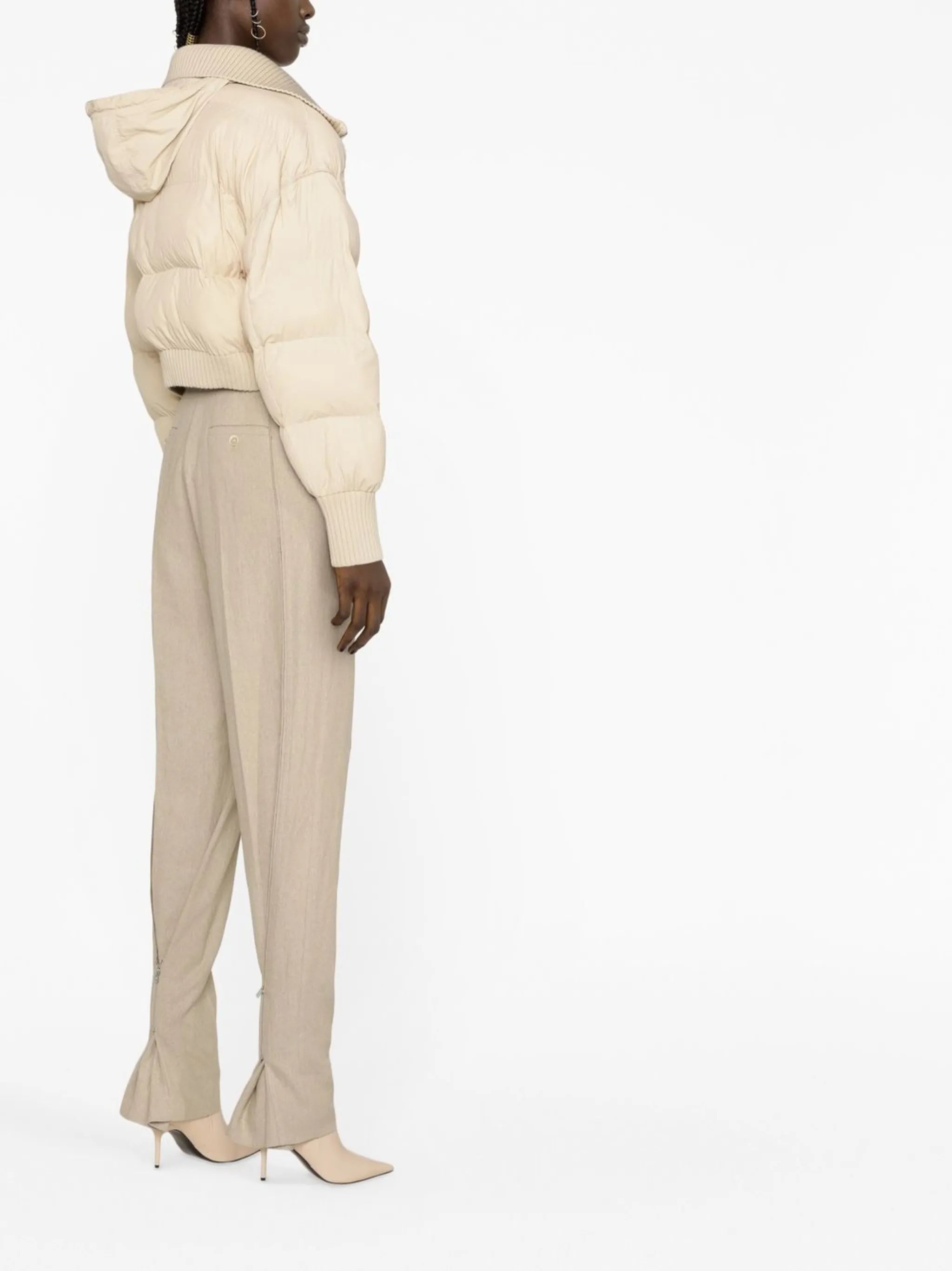 ribbed-knit puffer jacket