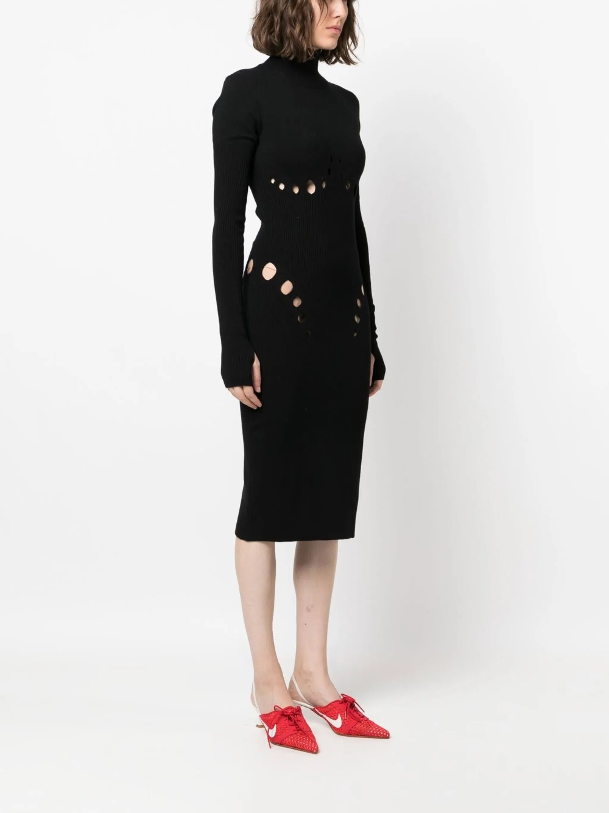 long-sleeve knitted dress