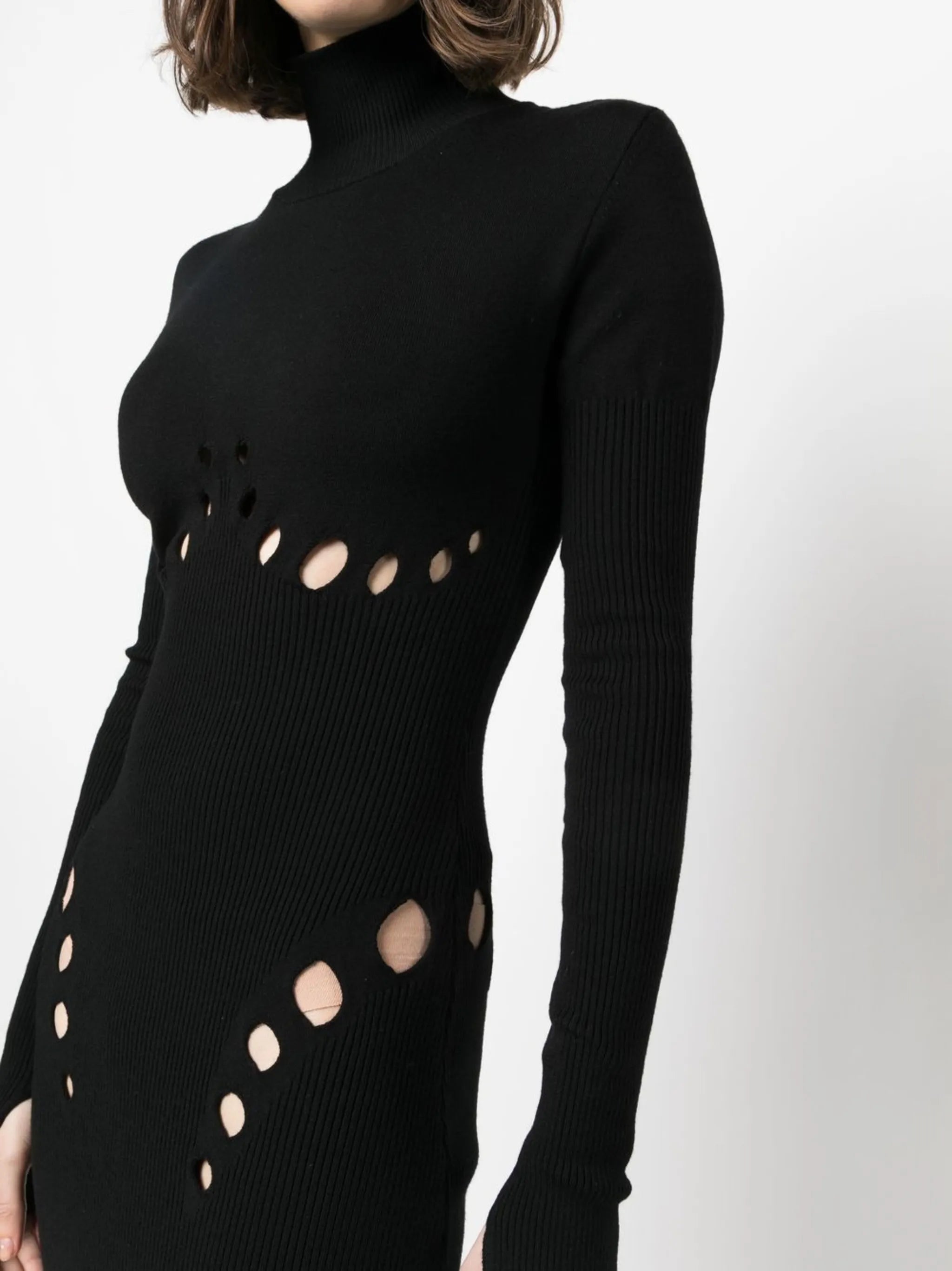 long-sleeve knitted dress
