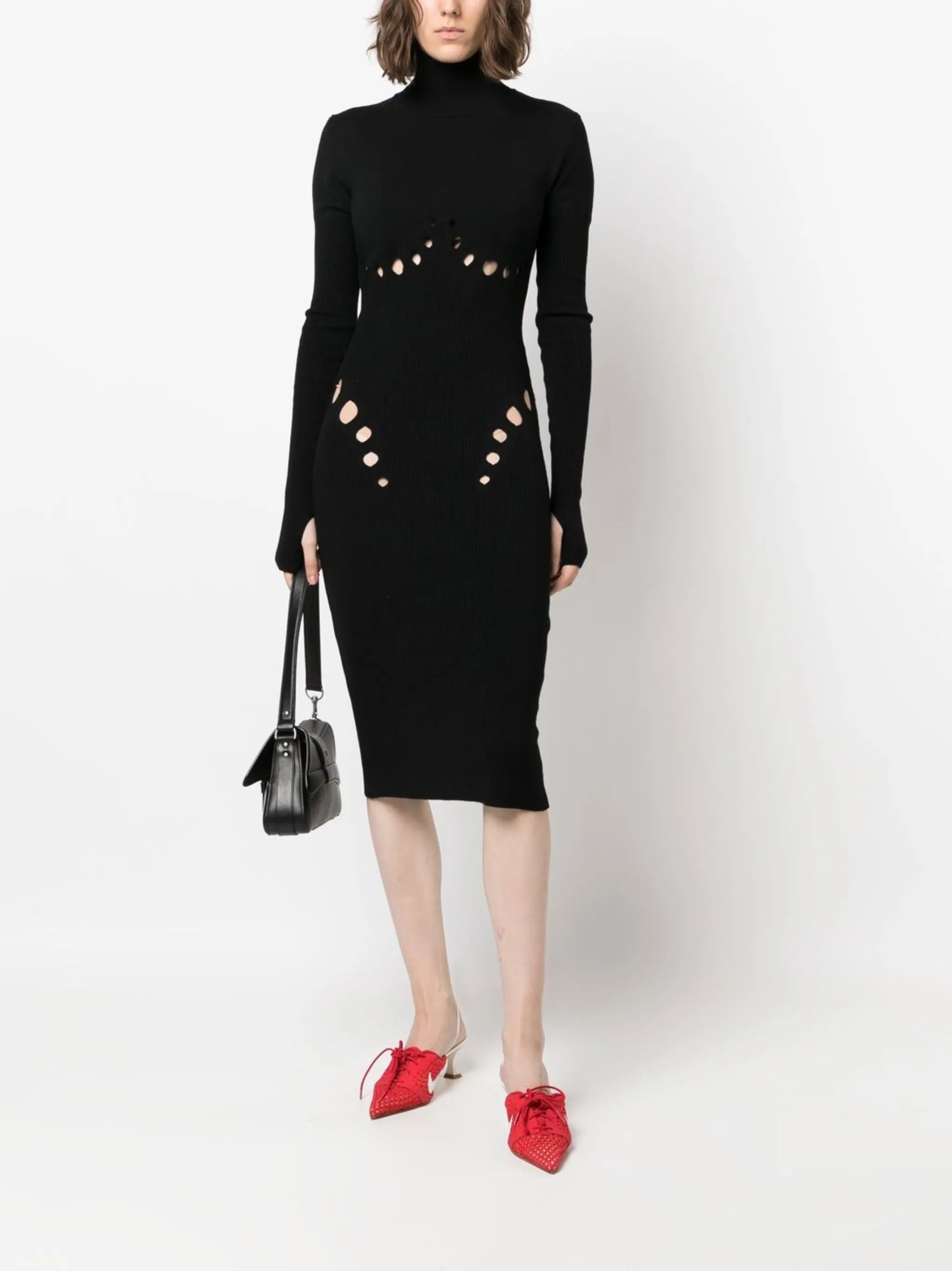 long-sleeve knitted dress