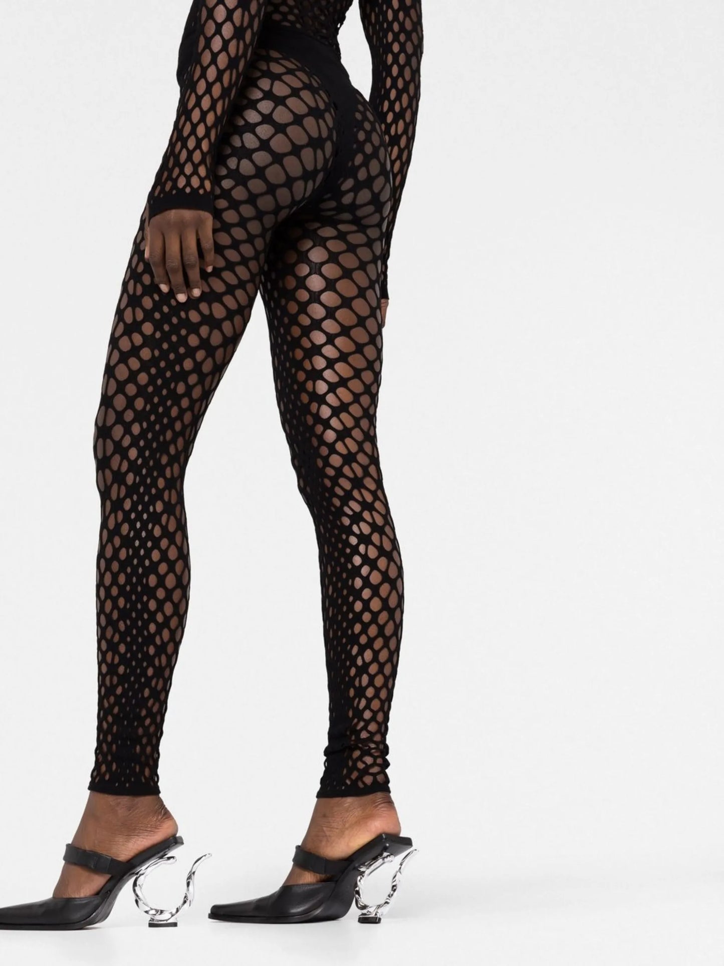 perforated mesh leggings