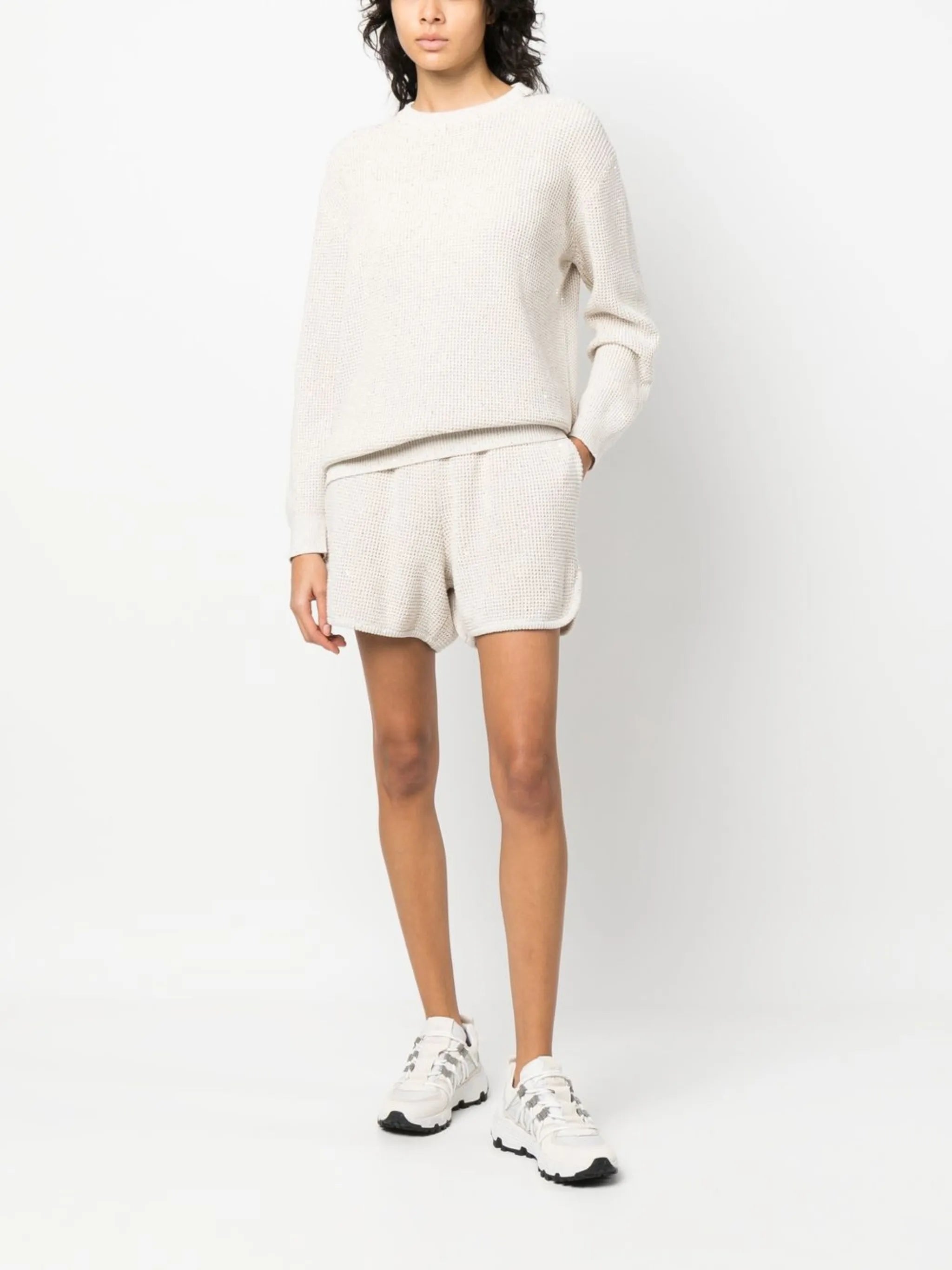 drawstring knitted shorts