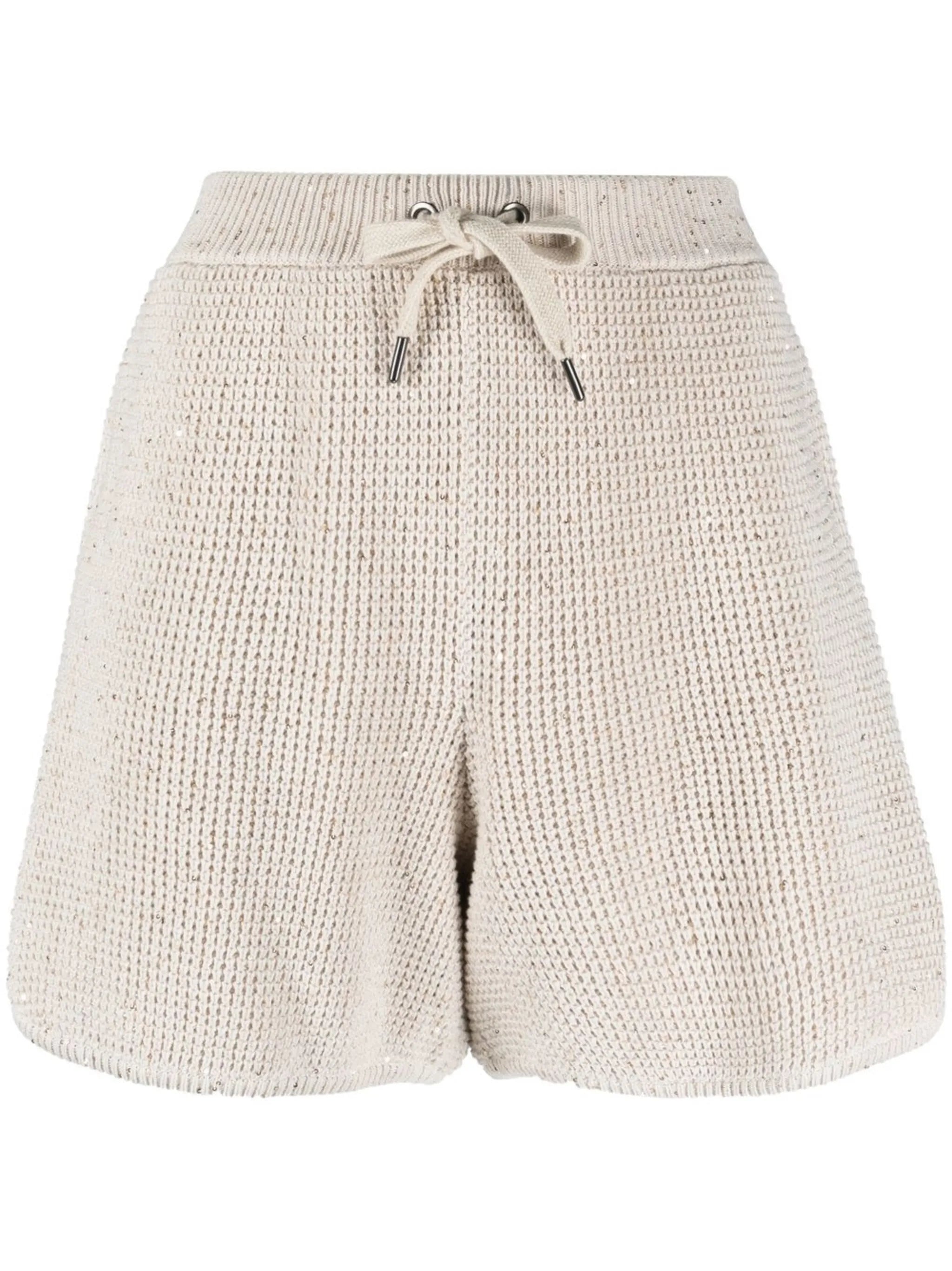 drawstring knitted shorts