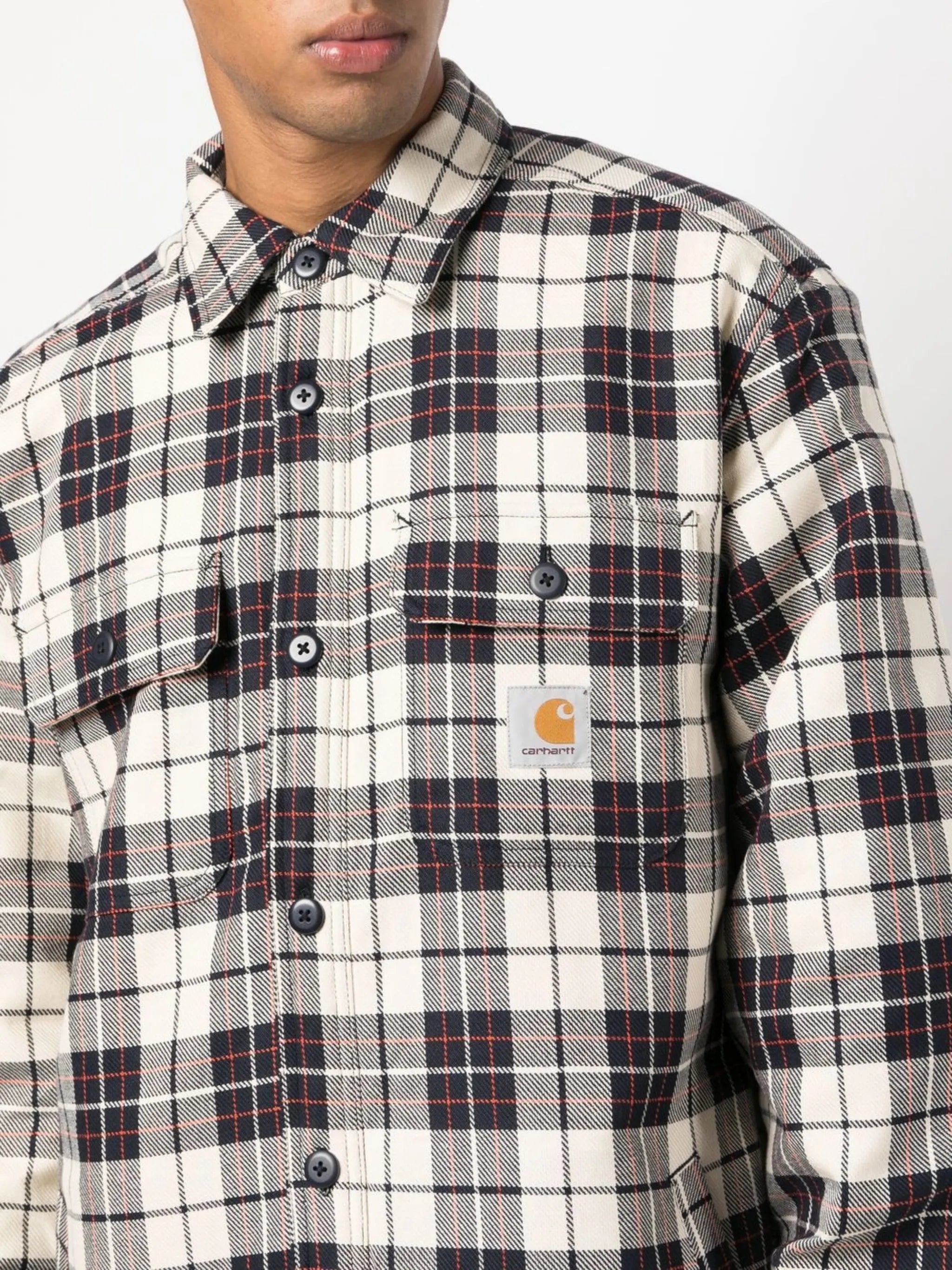 check faux-shearling lined shirt jacket