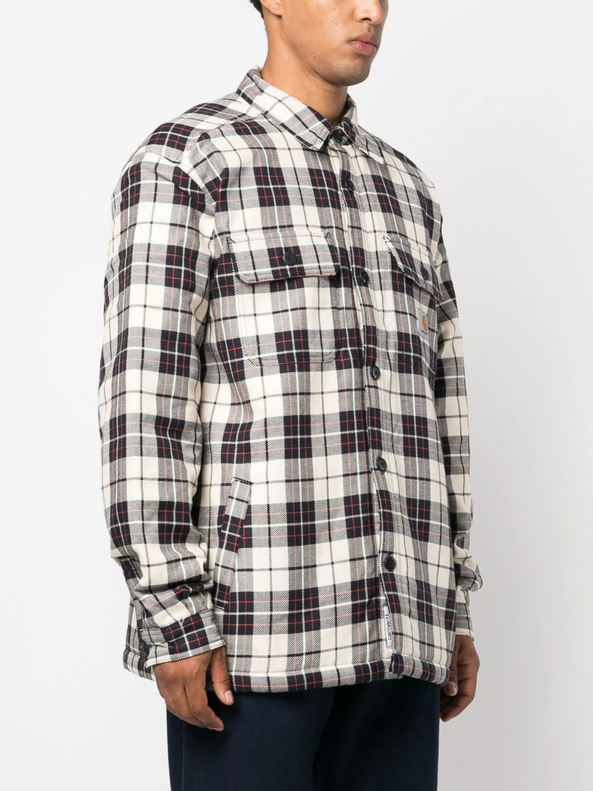 check faux-shearling lined shirt jacket