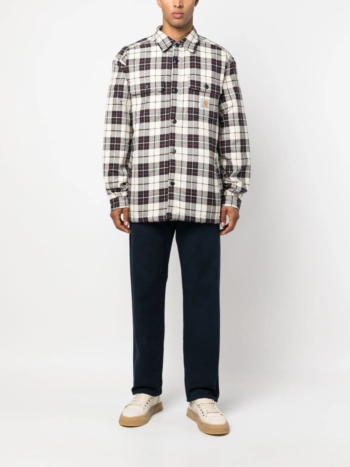 check faux-shearling lined shirt jacket