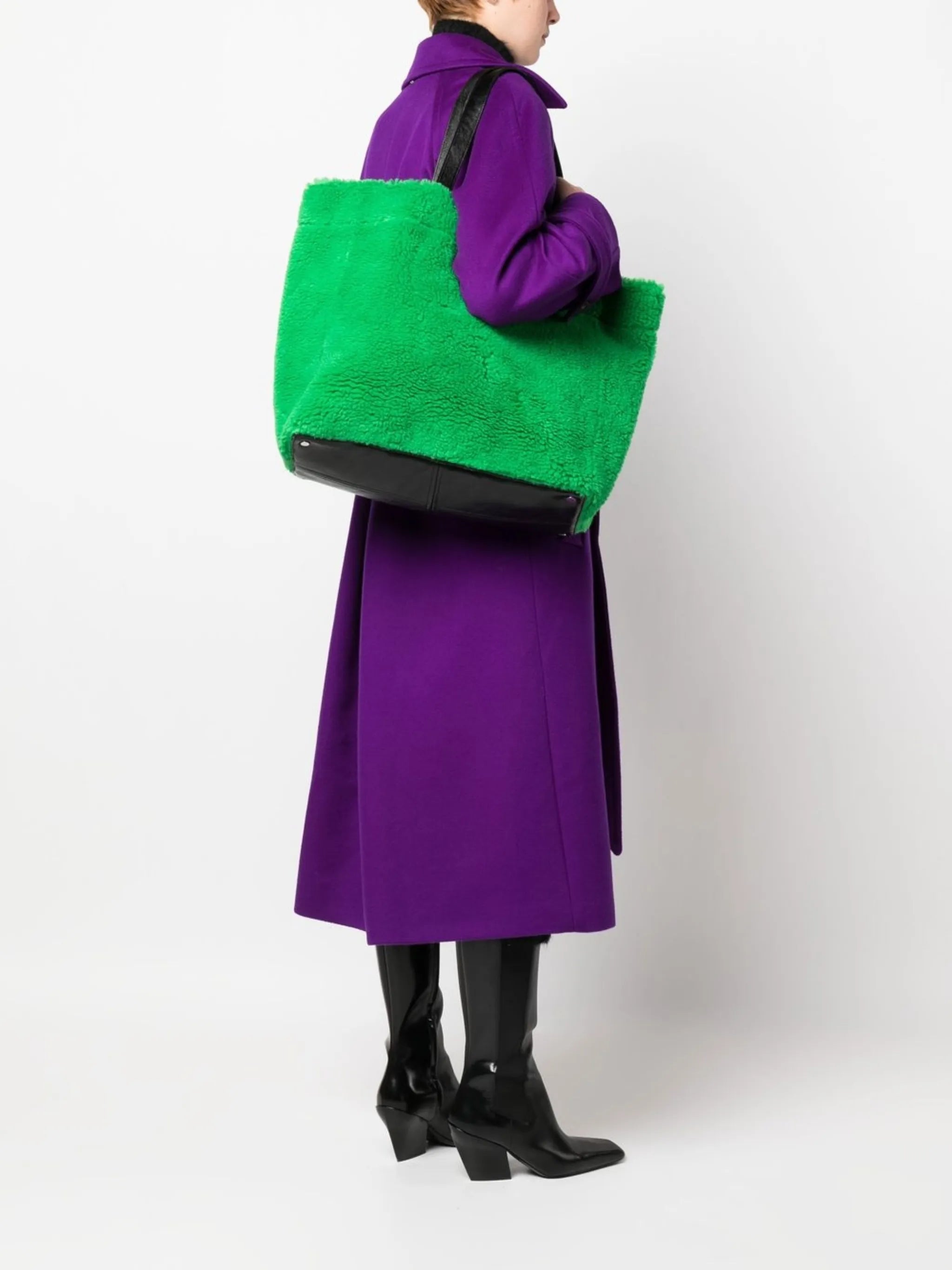 faux-shearling design tote bag