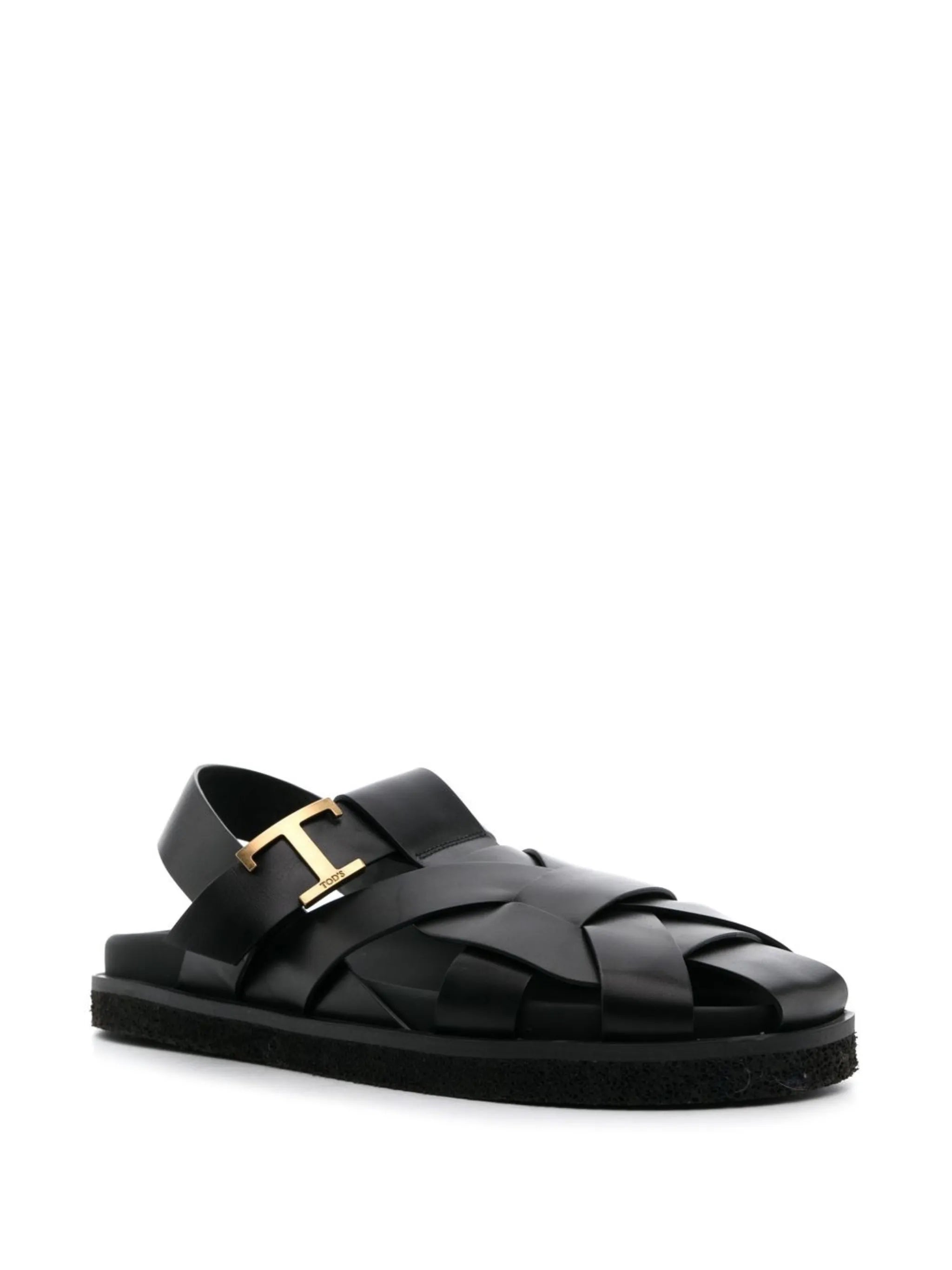 caged leather sandals