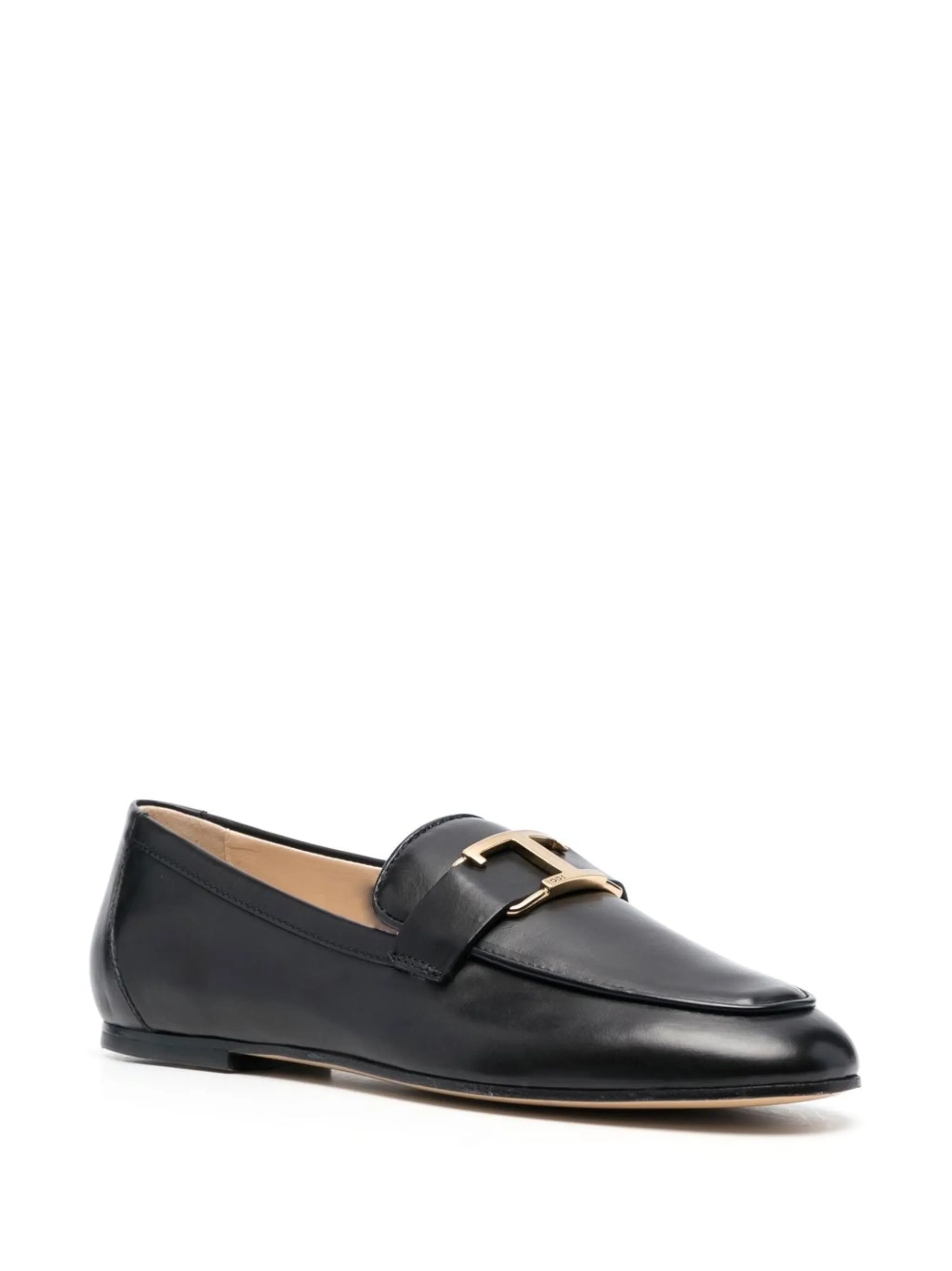 T-logo leather loafers