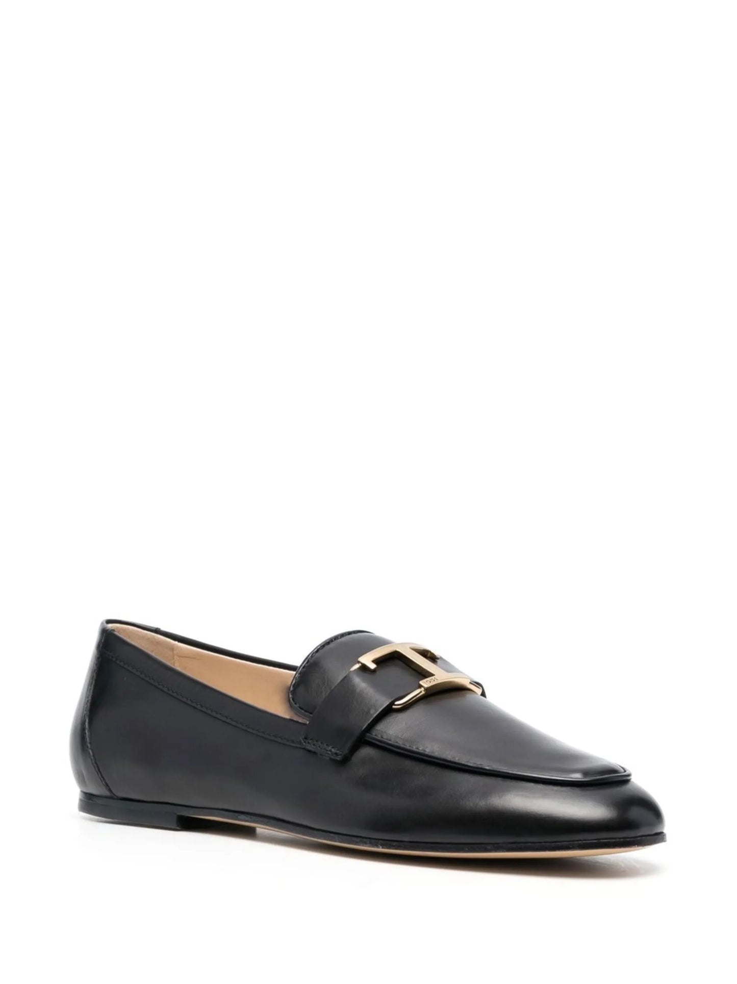 T-logo leather loafers