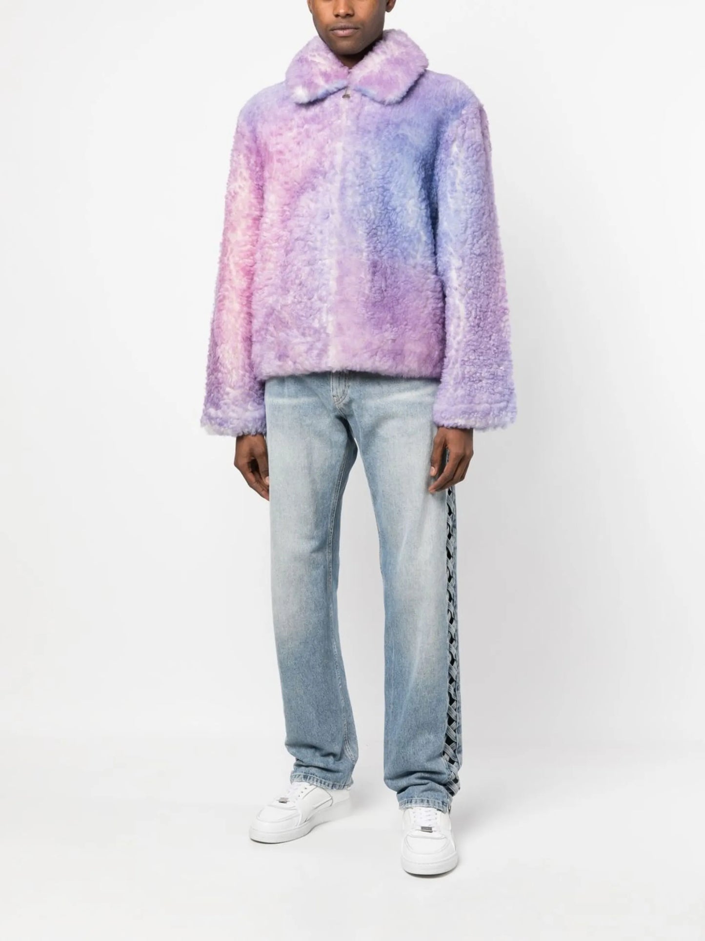 shearling tie-dye jacket
