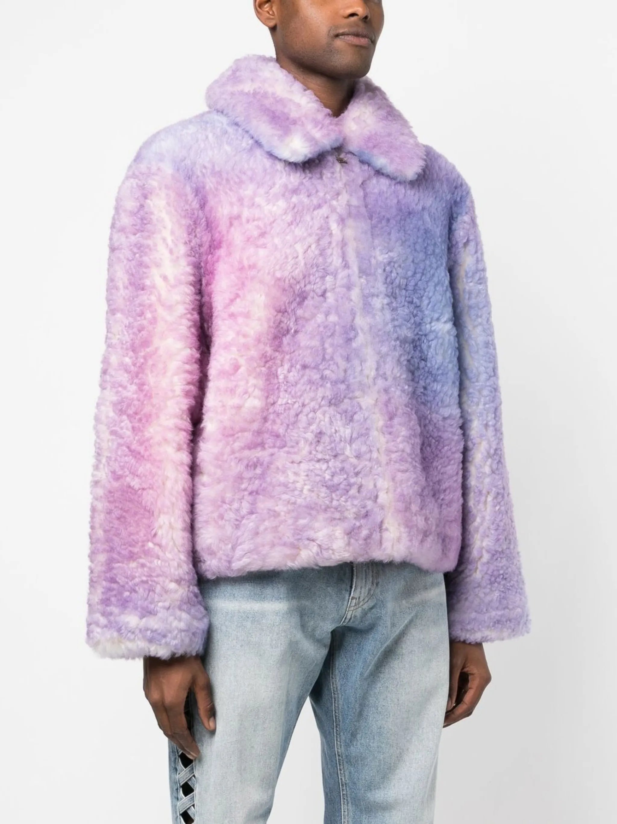 shearling tie-dye jacket