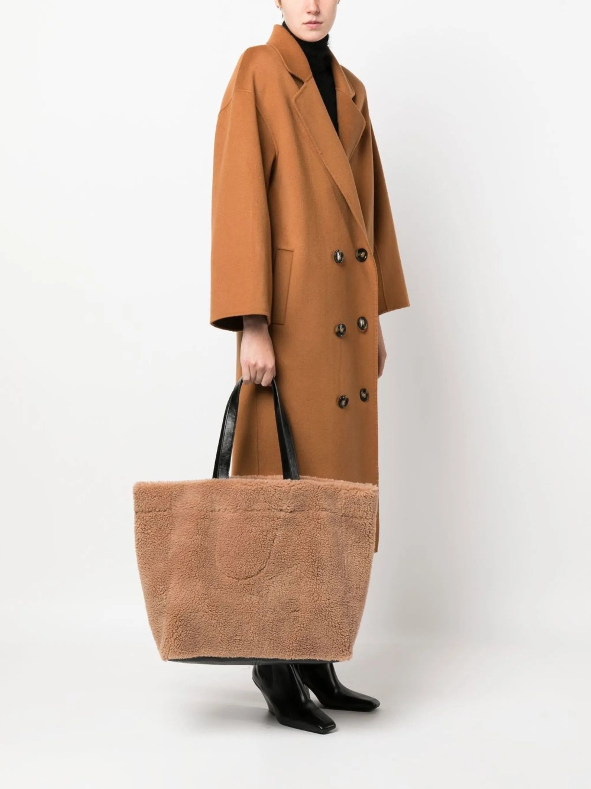 faux-shearling design tote bag