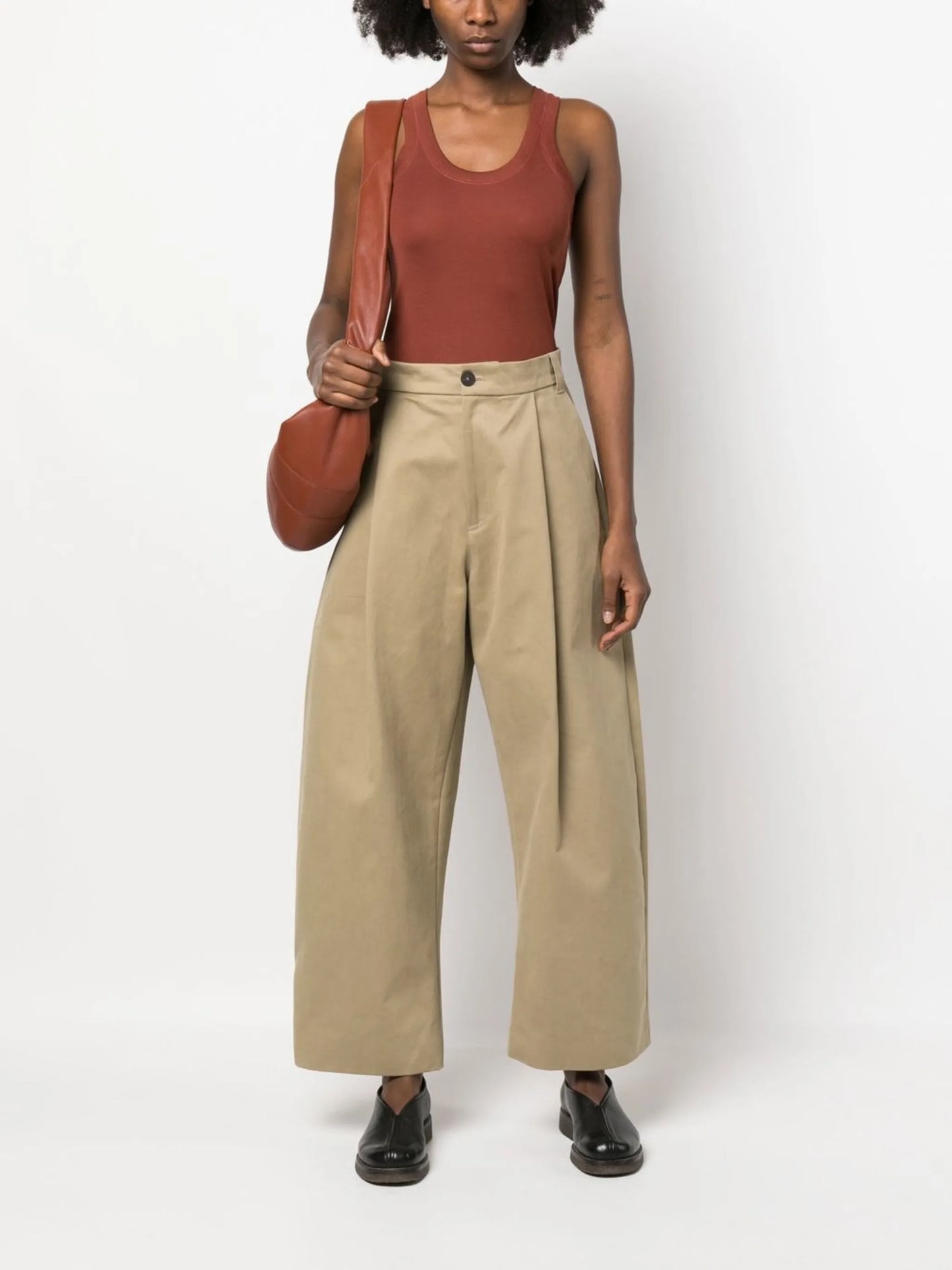 scoop-neck fitted jersey tank top