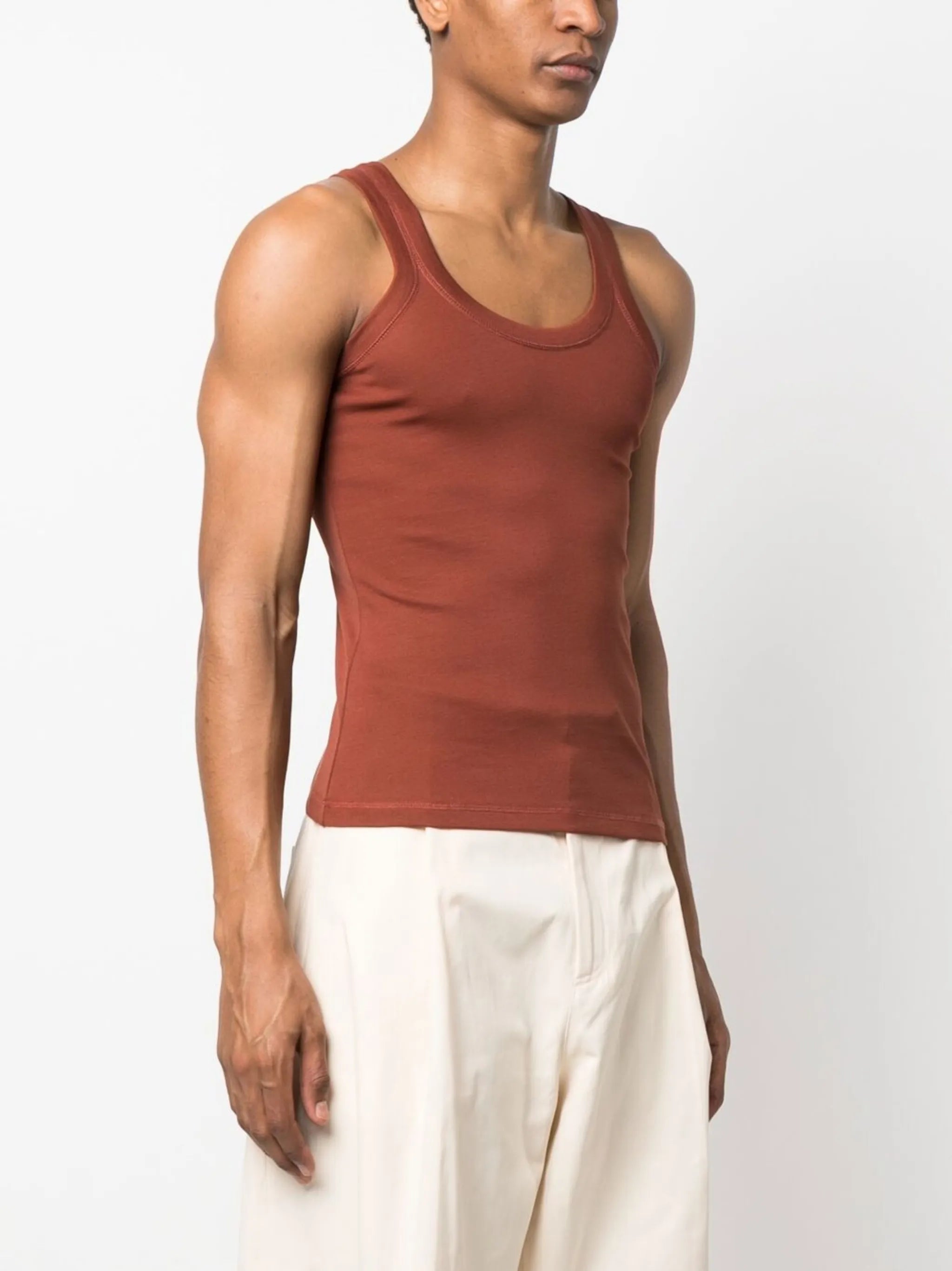 scoop-neck fitted jersey tank top