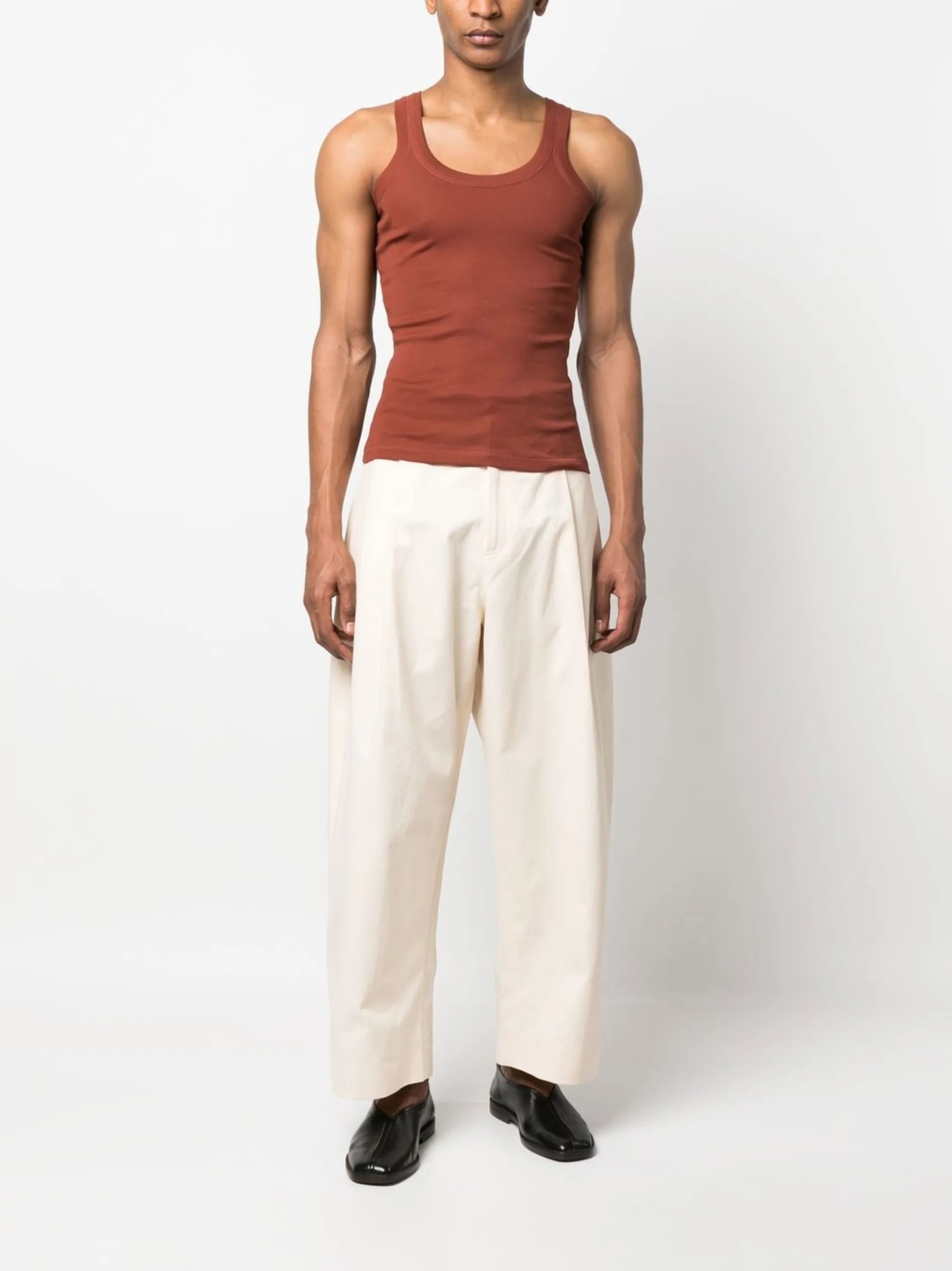 scoop-neck fitted jersey tank top