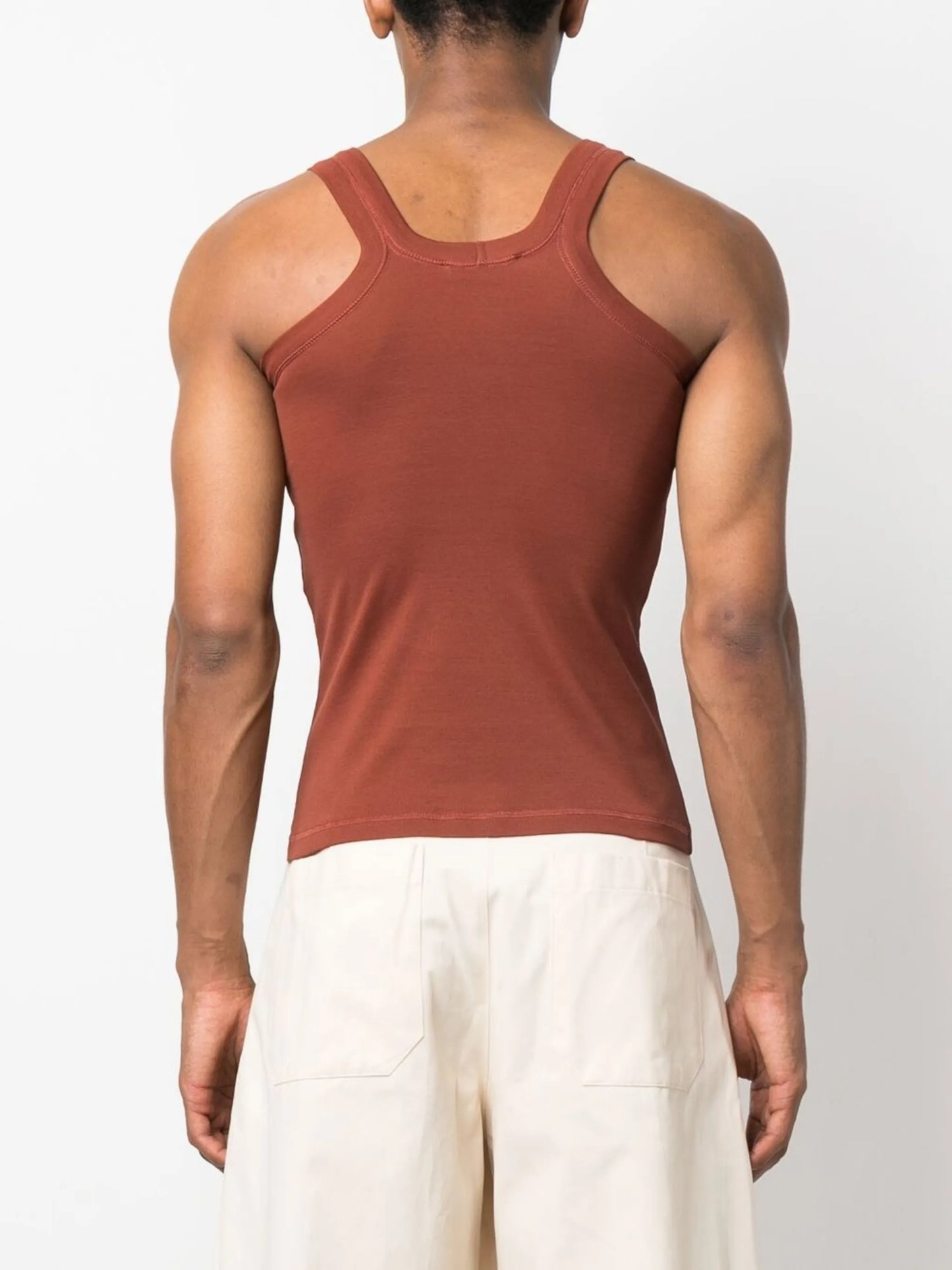 scoop-neck fitted jersey tank top