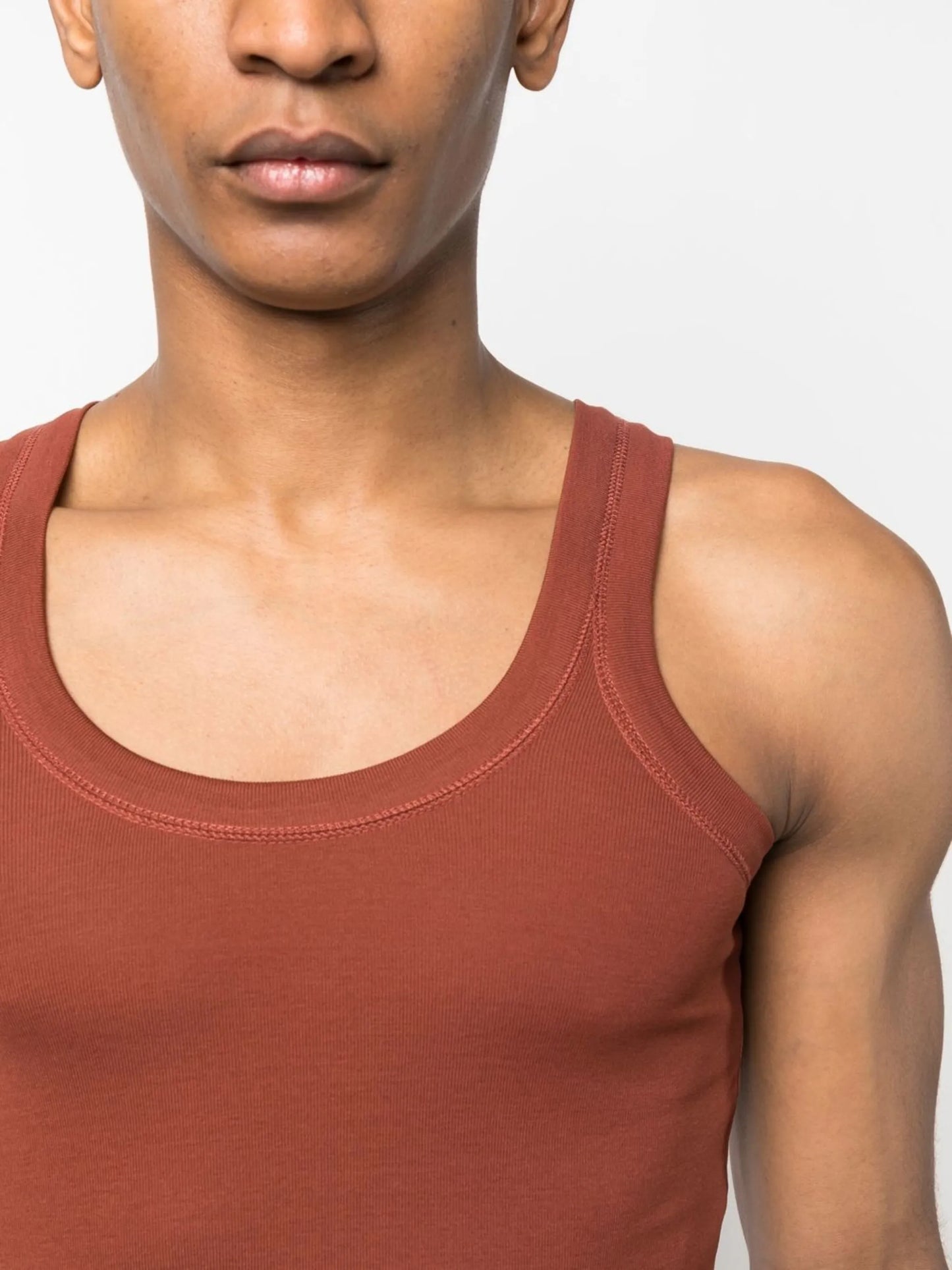 scoop-neck fitted jersey tank top